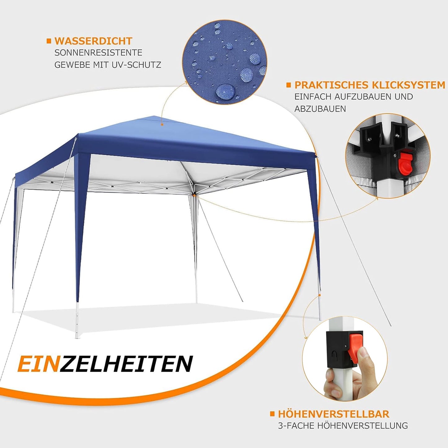 COBIZI 10'x10' Easy Portable Popup Canopy Waterproof Shelter with Sidewalls for Outdoor, Party, Camping - Blue