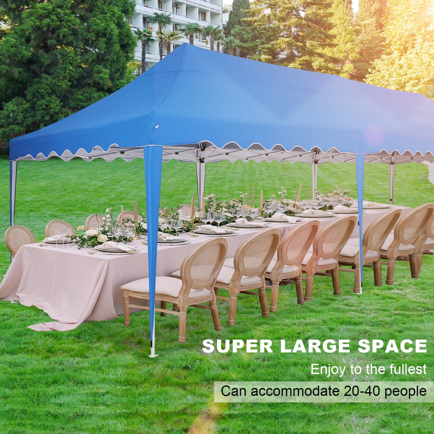 COBIZI 10x30 Pop-up Canopy Tent with 8 Sidewalls,Heavy Duty Canopy for Outdoor Events,Camping,Wedding,Canopy Gazebo with Roller Bag & 4 Weights Bags,UPF 50+ Windproof Waterproof,Gray