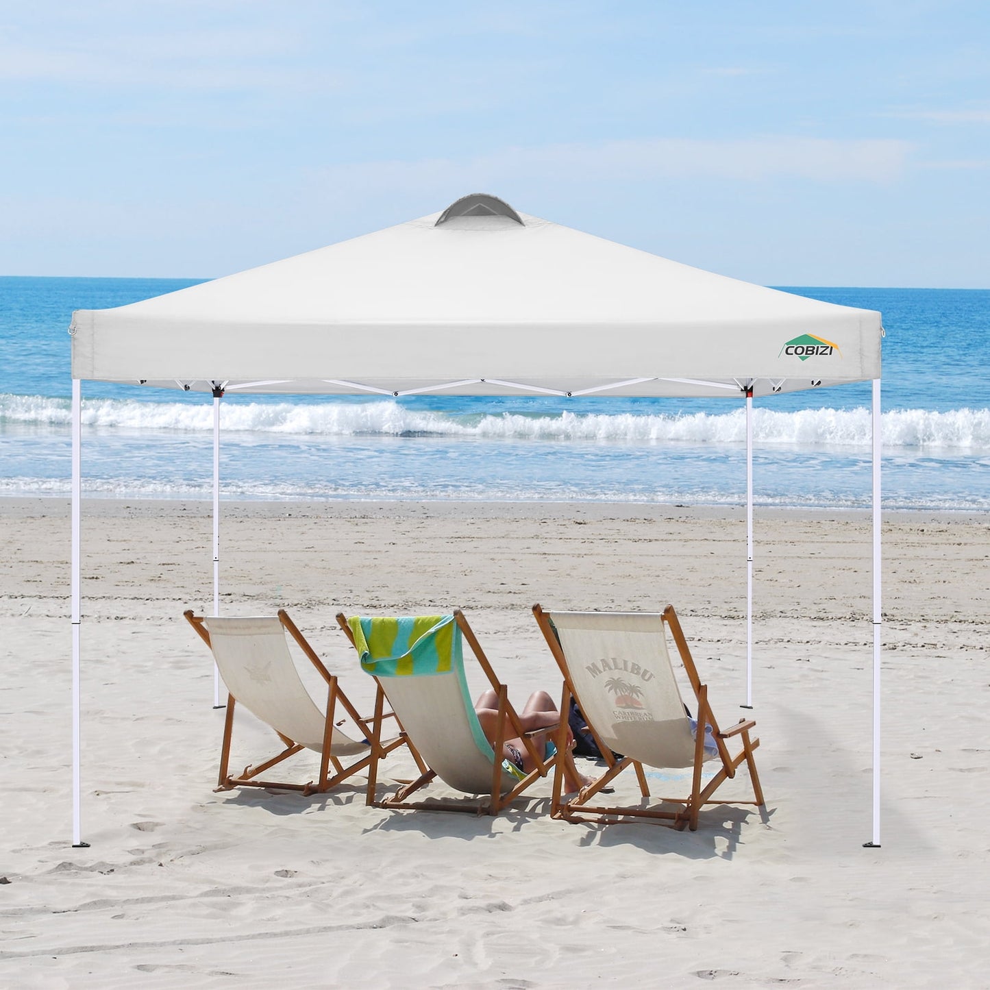 COBIZI 10' x 10' Pop-up Canopy,Easy Pop-up Canopy Tent for Outdoor Waterproof Instant Outdoor Folding Party Tent Shelter with 4 Removable Sidewalls,Air Vent, 4 Sandbags, Carrying Bag, Black