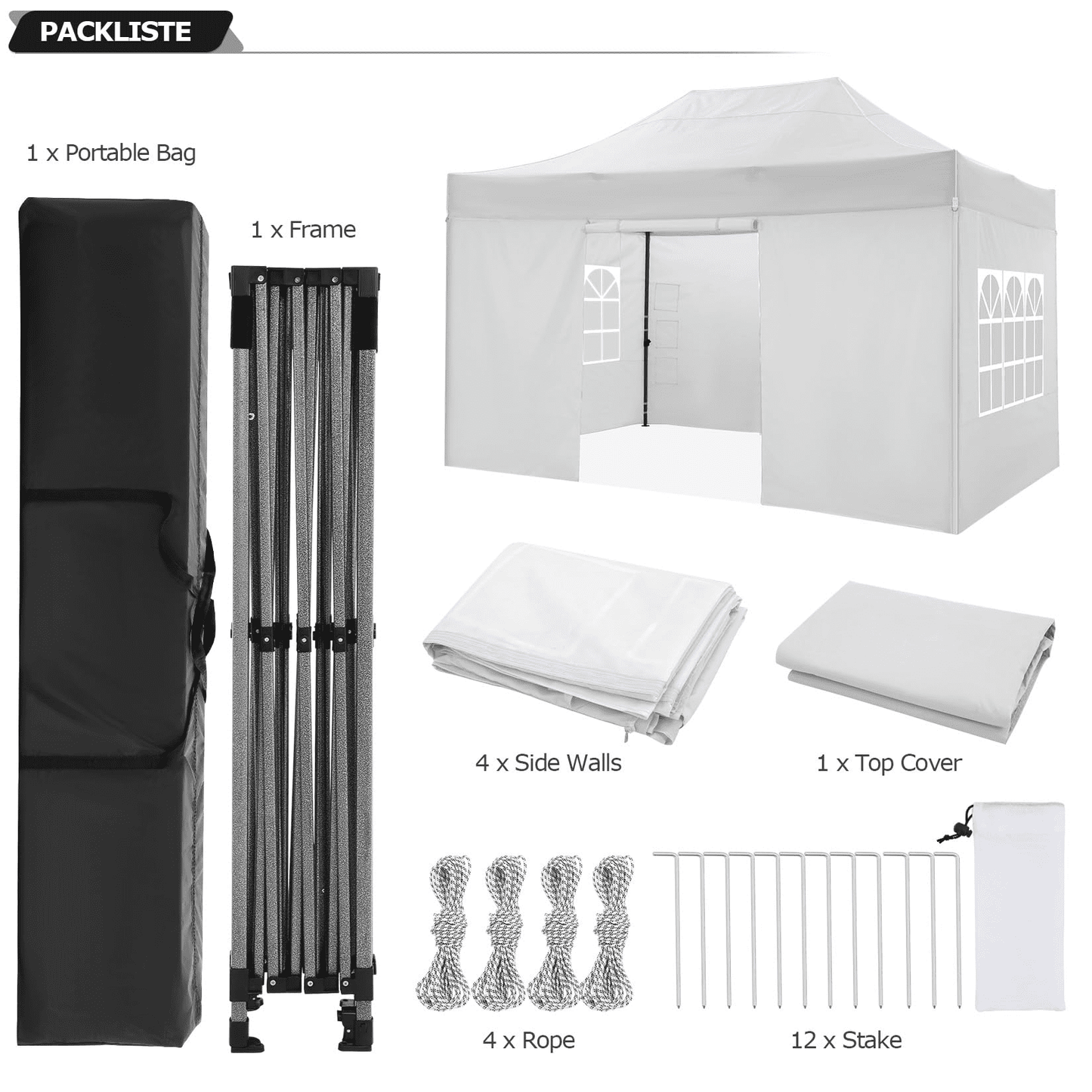 COBIZI 10x15ft Pop up Canopy,Easy up Heavy Duty Canopy with 4 Removable Sidewalls,All Weather Sunshade 100% Waterproof Outdoor Instant Shelter,White