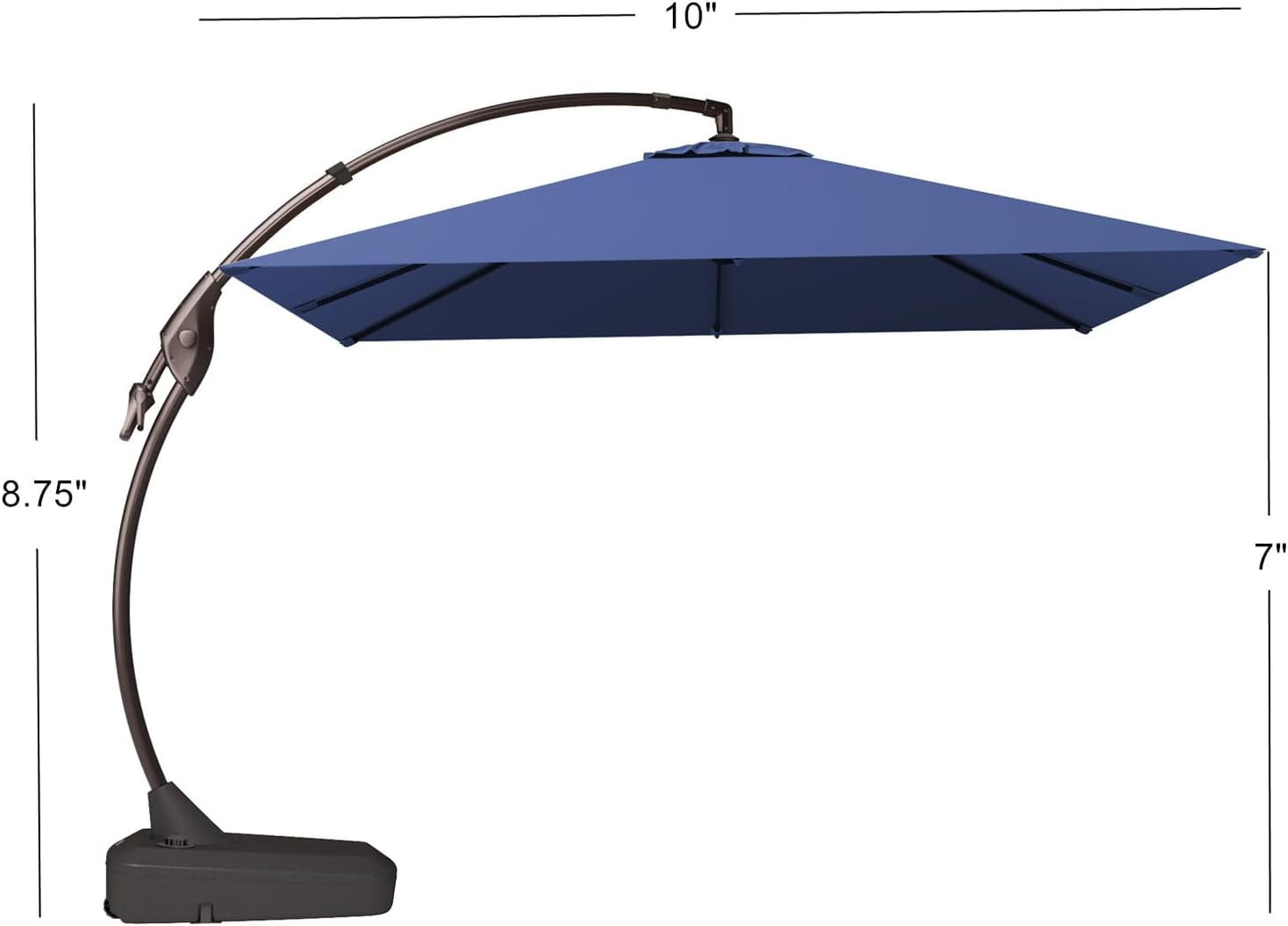 Napoli Grand Patio 10x10 Ft Deluxe Cantilever w/ Base, Outdoor Umbrella - Navy Blue