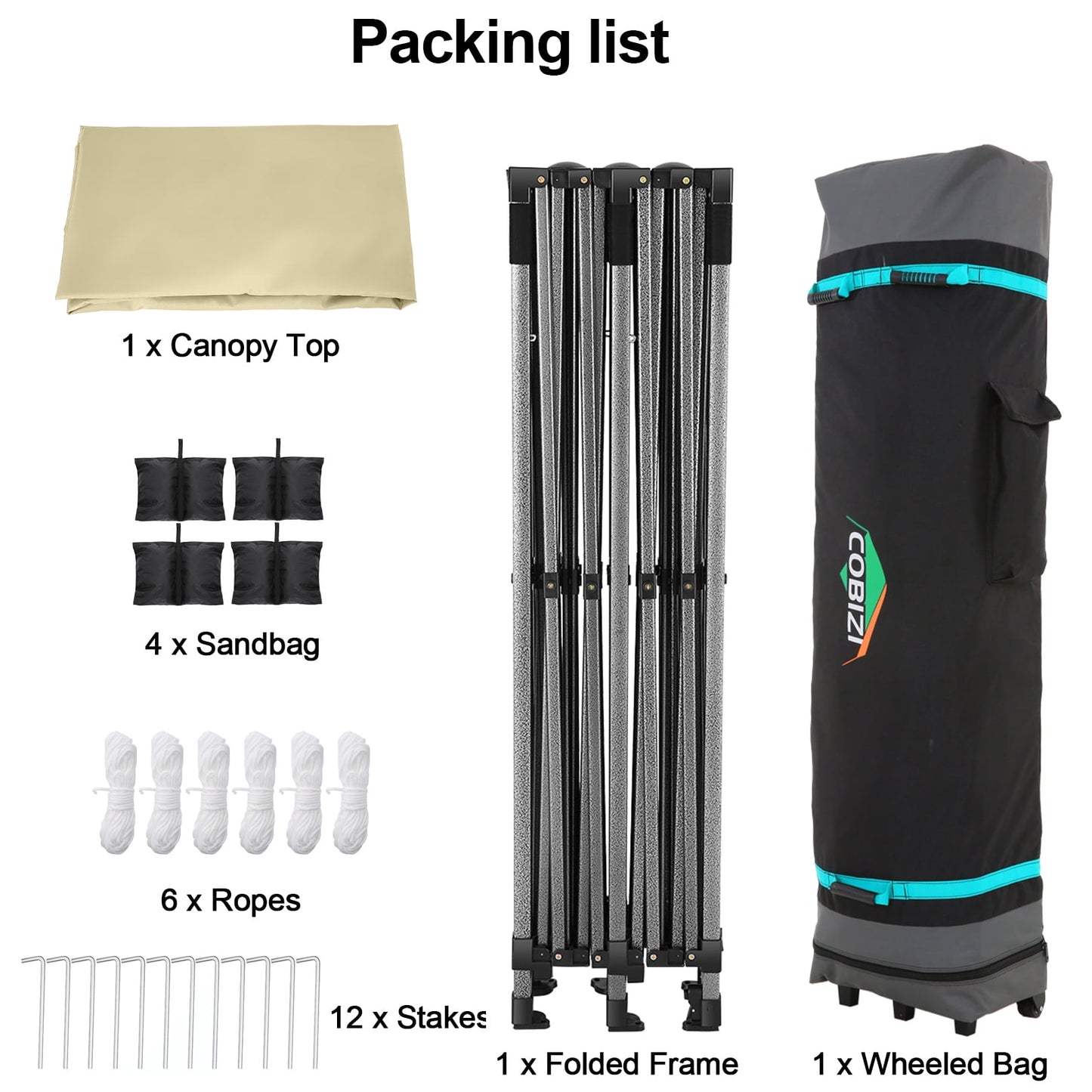 COBIZI 10x20 Pop-up Heavy Duty Canopy Tent with Adjustable Height, Waterproof and Instant Outdoor Shelter, Summer Canopy for Beach,Party,Camping Includes 4 Sandbags,Roller Bag,Dark Blue