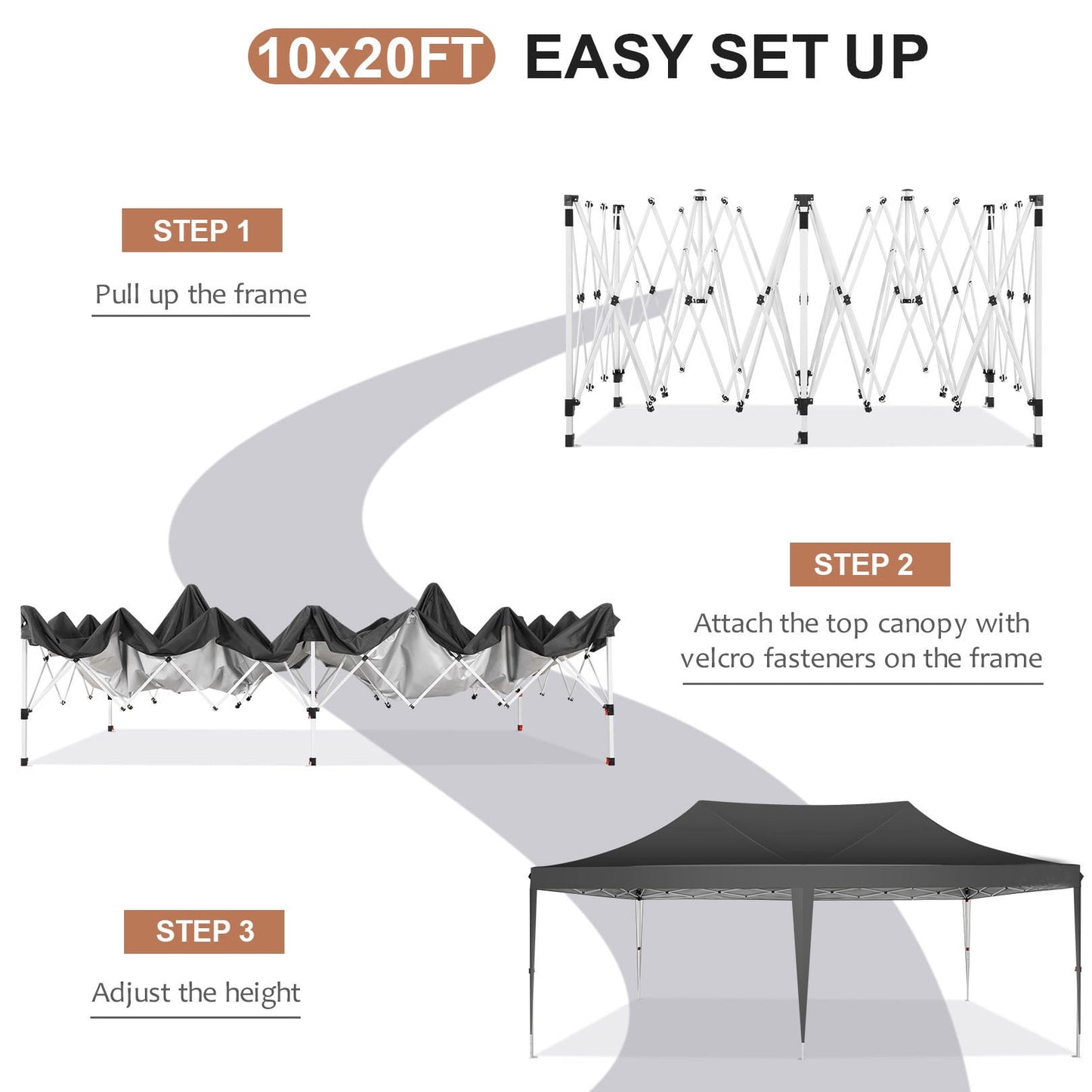 Hoteel 10x20 Pop up Canopy Gazebo,Outdoor Canopy Tent with 6 Removable Sidewalls,Easy up Sun Shade UV Blocking Waterproof Outdoor Tent for Backyard,Parties,Wedding,Birthday,BBQ,Black