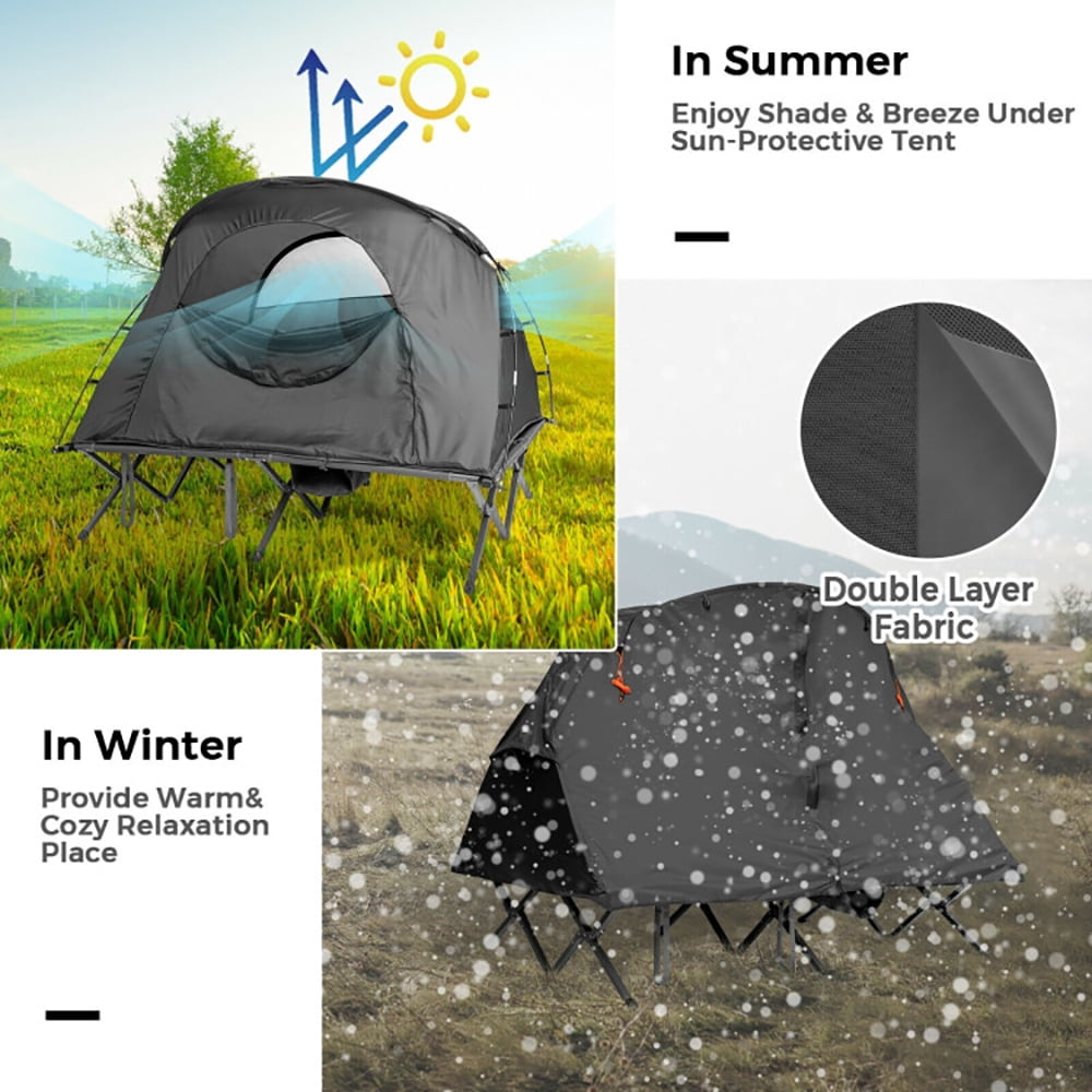 GVN 2-Person Outdoor Camping Tent with External Cover-Gray, Beach Shade, Easy Pop Up Beach Shade Beach Tent, SMQB Shelter Instant Portable Beach Tent Umbrella