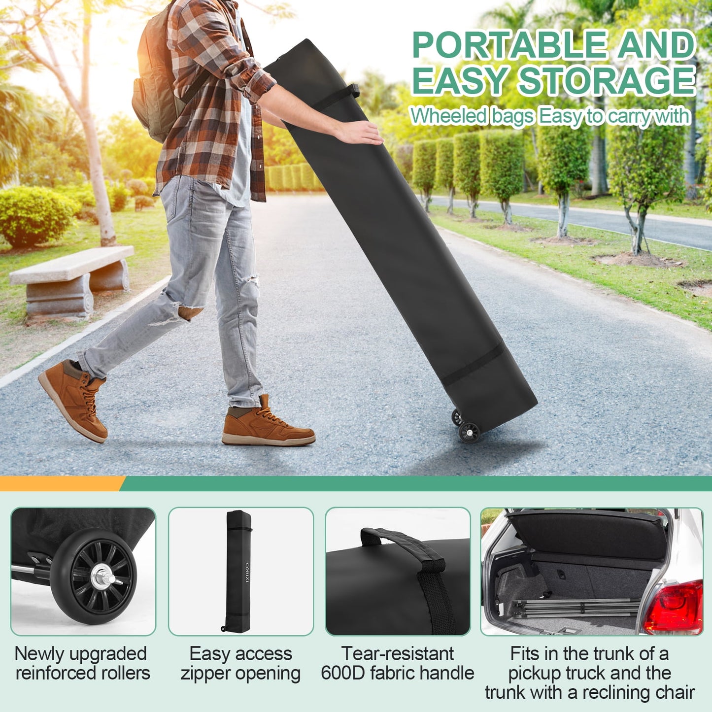 COBIZI 10x10 Pop up Canopy Commercial Heavy Duty Canopy Tent with 4 sidewalls Easy Up Outdoor Party Tent Instant Canopy All Season Windproof & Waterproof Canopy with Roller Bag,Blue(Frame Thickened)