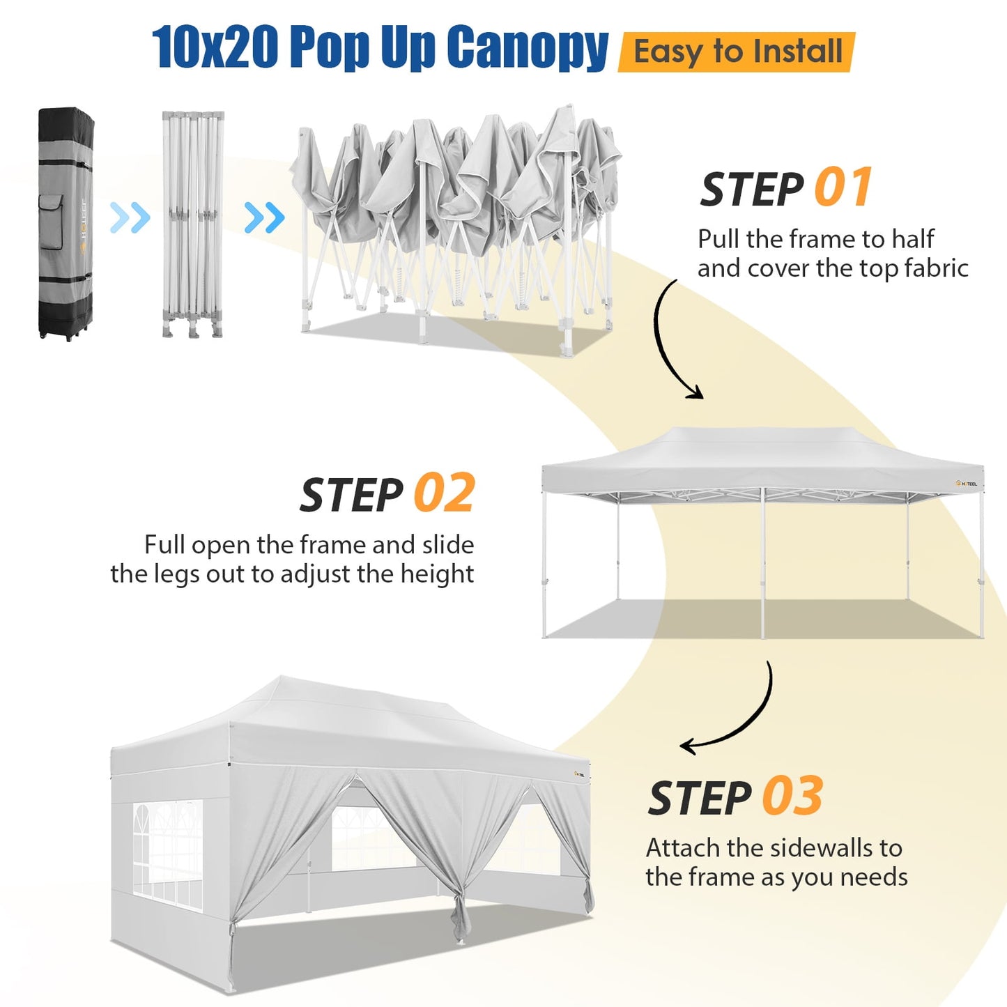 COBIZI 10x20 Pop up Heavy Duty Canopy Tent with 6 Removable Sidewalls,Party Tent for Weddings,Beaches,Outdoor Events,Commercial Seasonal Wind UV 50+& Waterproof&Sunburn Protection,Gray