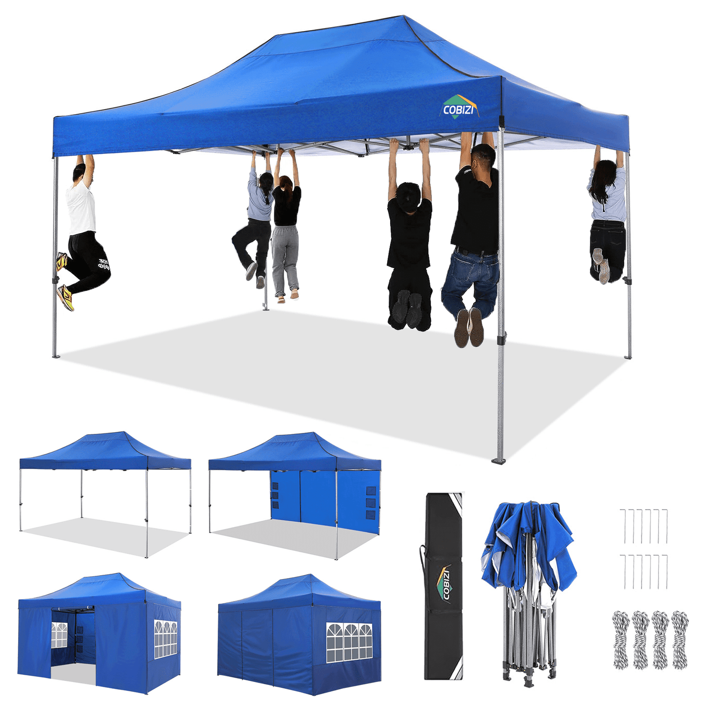 COBIZI 10x15 Heavy Duty Pop up Canopy Tent with 4 Sidewalls,Outdoor Waterproof Canopy Tent Event Shelter for Parties,Commercial-Series,Khaki