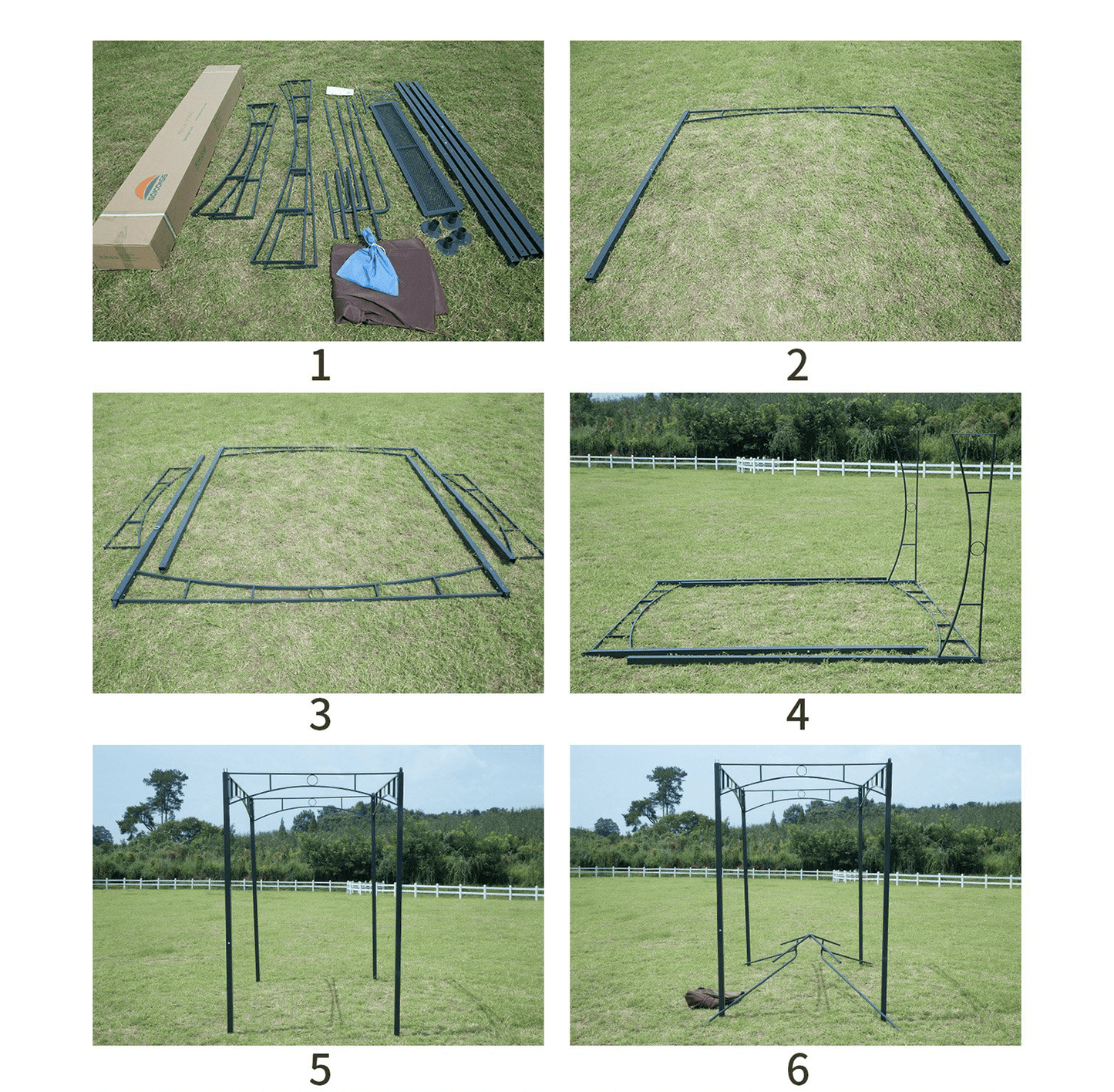 Grezjxc Grill Gazebo 8 x 5 Double Tiered Outdoor BBQ Grill Patio Canopy, Backyard Barbeque Tent with Extra Shelves, Gray