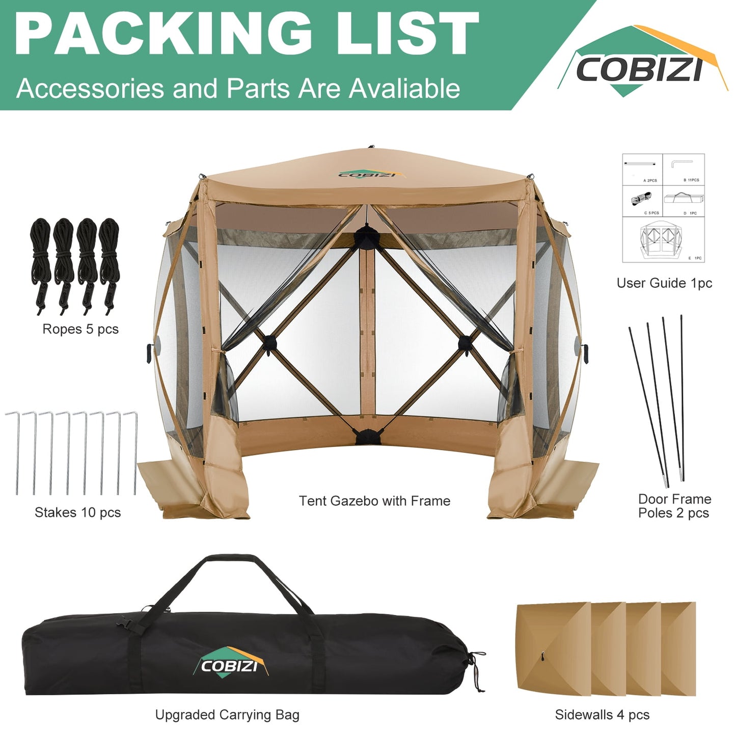 COBIZI 12'x12' Fast-Setup Gazebo, Portable & Waterproof Outdoor Shelter, UV-Resistant, 8-Person, Cerulean Blue