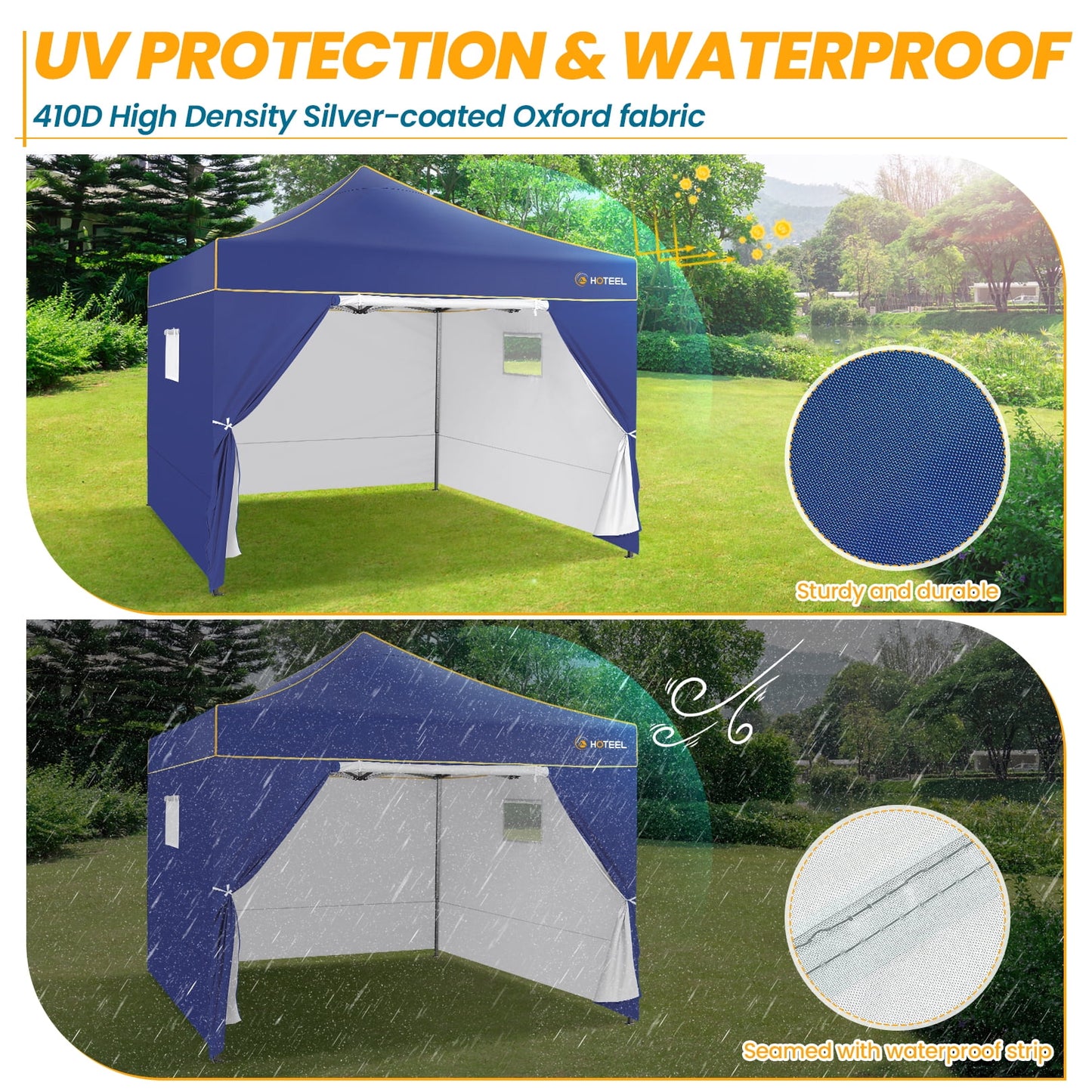 COBIZI Pop-up Canopy 10x10 Tents for Parties, Outdoor Canopy with Sidewalls and Carry Bag,Waterproof Tent for Backyard, Wedding, Event, Sports, Commercial,Dark Blue