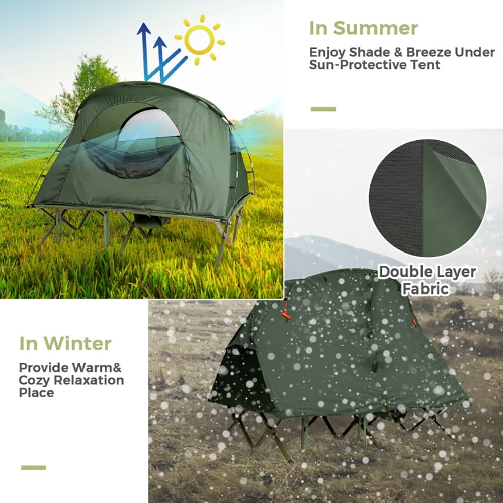 GVN 2-Person Outdoor Camping Tent with External Cover-Green, Beach Shade, Easy Pop Up Beach Shade Beach Tent, SMQB Shelter Instant Portable Beach Tent Umbrella