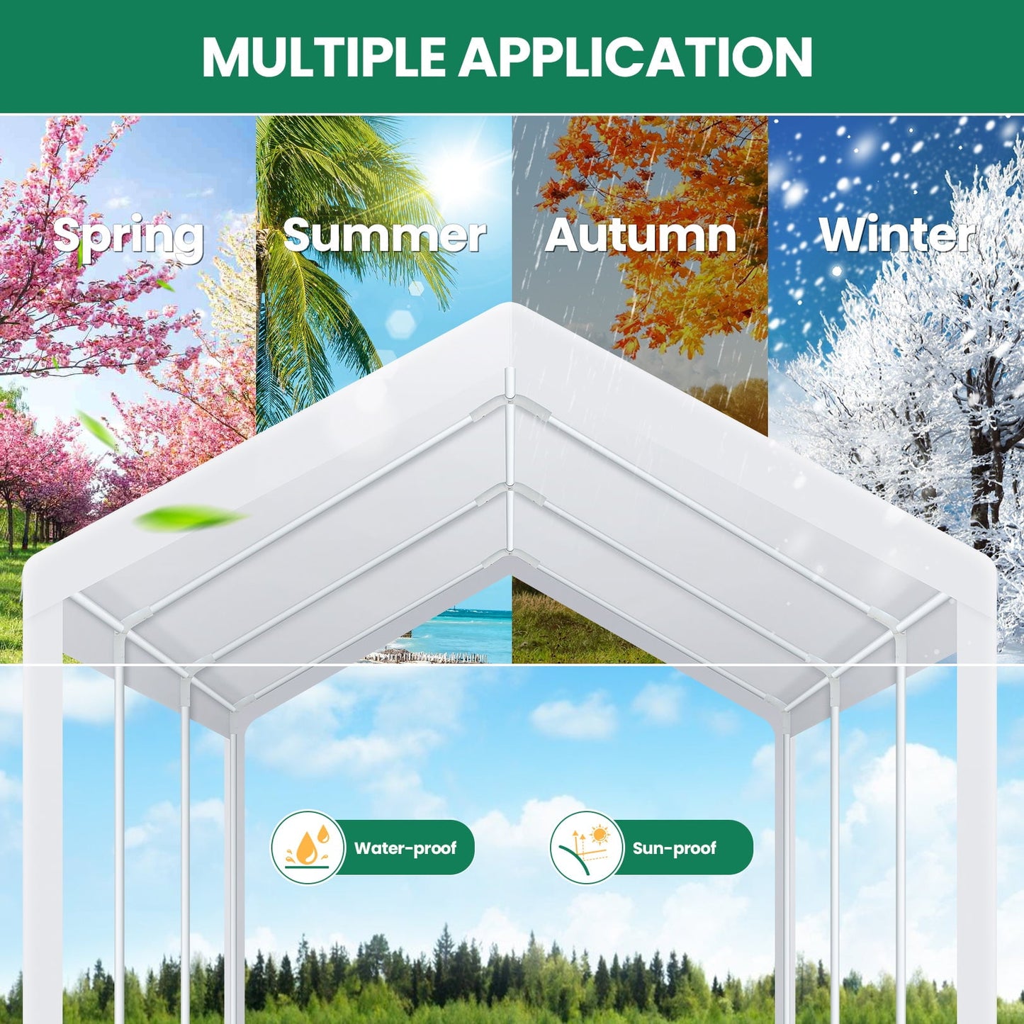 COBIZI Outdoor Metal Carport, 10' x 20' Heavy Duty Garage Car Shelter Shade, Carport Canopy with Powder-Coated Steel Frame for Outdoor Party, Birthday, Upgraded White