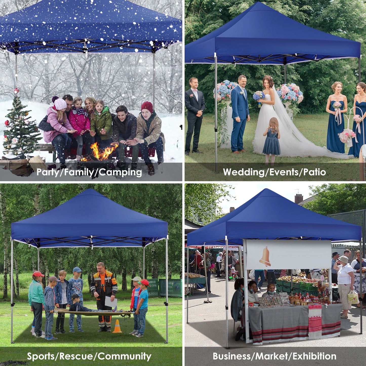 COBIZI 10 x 10 Heavy Duty Pop-up Canopy Tent with Adjustable Height, UPF 50+ Waterproof and Instant Outdoor Shelter, Outdoor Tent Includes 4 Sandbags, and Carrying Bag,Dark Bule