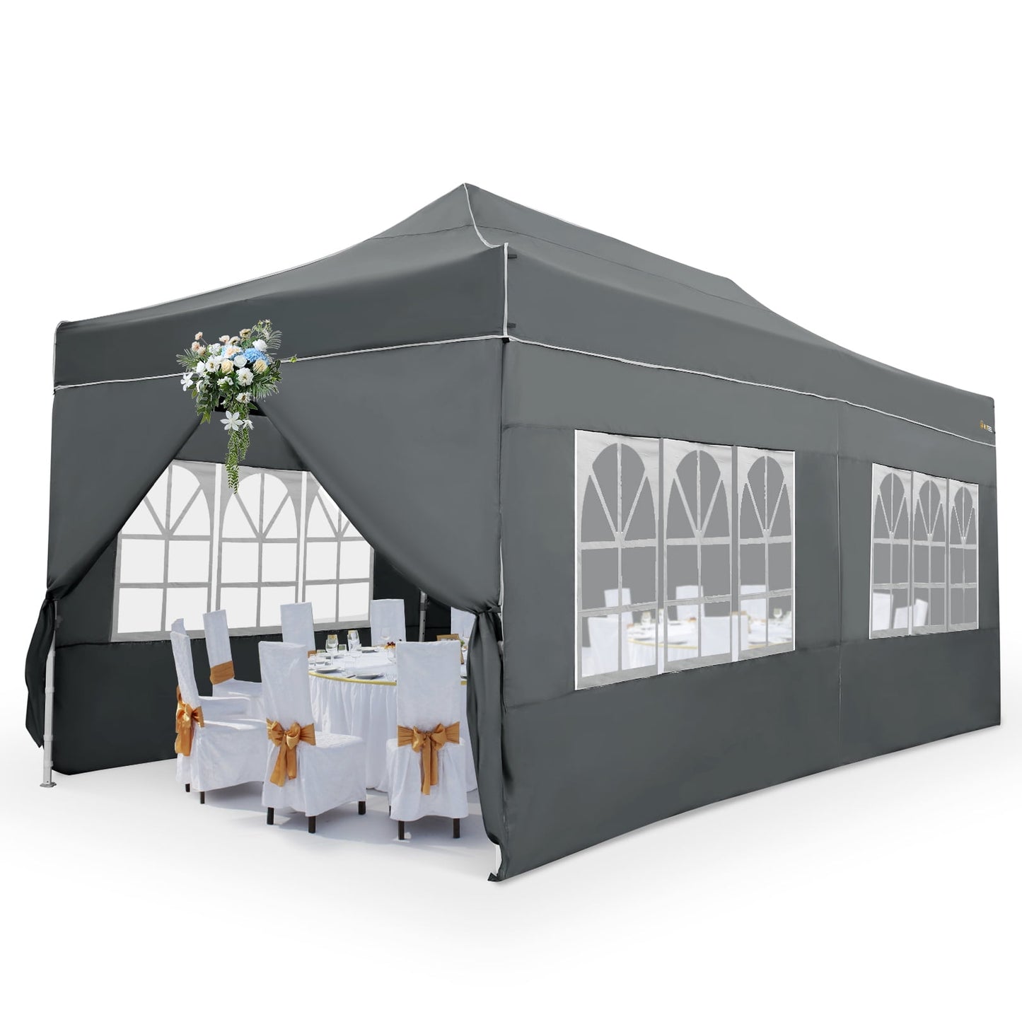 COBIZI Canopy 10x20 Pop up Canopy with 6 Sidewalls Heavy Duty Party Tent Outdoor Party Event Gazebo Commercial Canopy Tents for Parties Wedding Outdoor Events,Gray