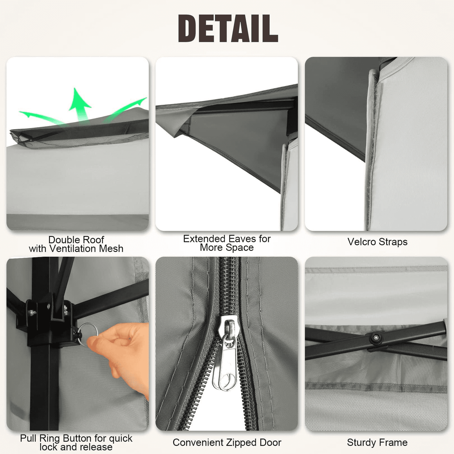 COBIZI Outdoor Canopy Gazebo 11x11 Pop-up Gazebo Patio Gazebo with Mosquito Netting Outdoor Canopy Shelter with 121 Square feet of Shade for Outdoor Lawn, Garden, Party, Backyard and Deck, Gray
