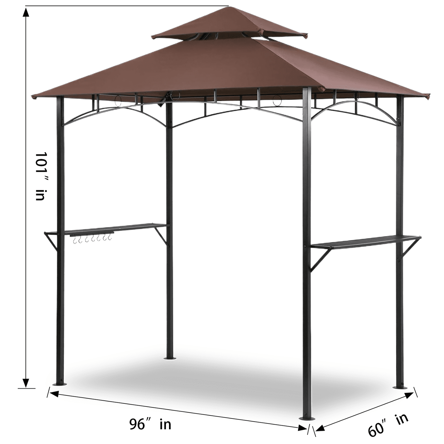 Grezjxc Grill Gazebo 8 x 5 Double Tiered Outdoor BBQ Grill Patio Canopy, Backyard Barbeque Tent with Extra Shelves