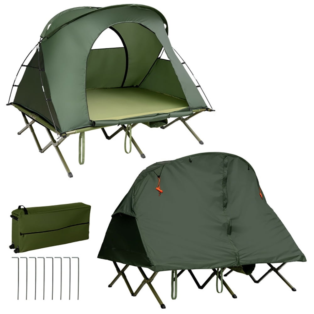GVN 2-Person Outdoor Camping Tent with External Cover-Green, Beach Shade, Easy Pop Up Beach Shade Beach Tent, SMQB Shelter Instant Portable Beach Tent Umbrella