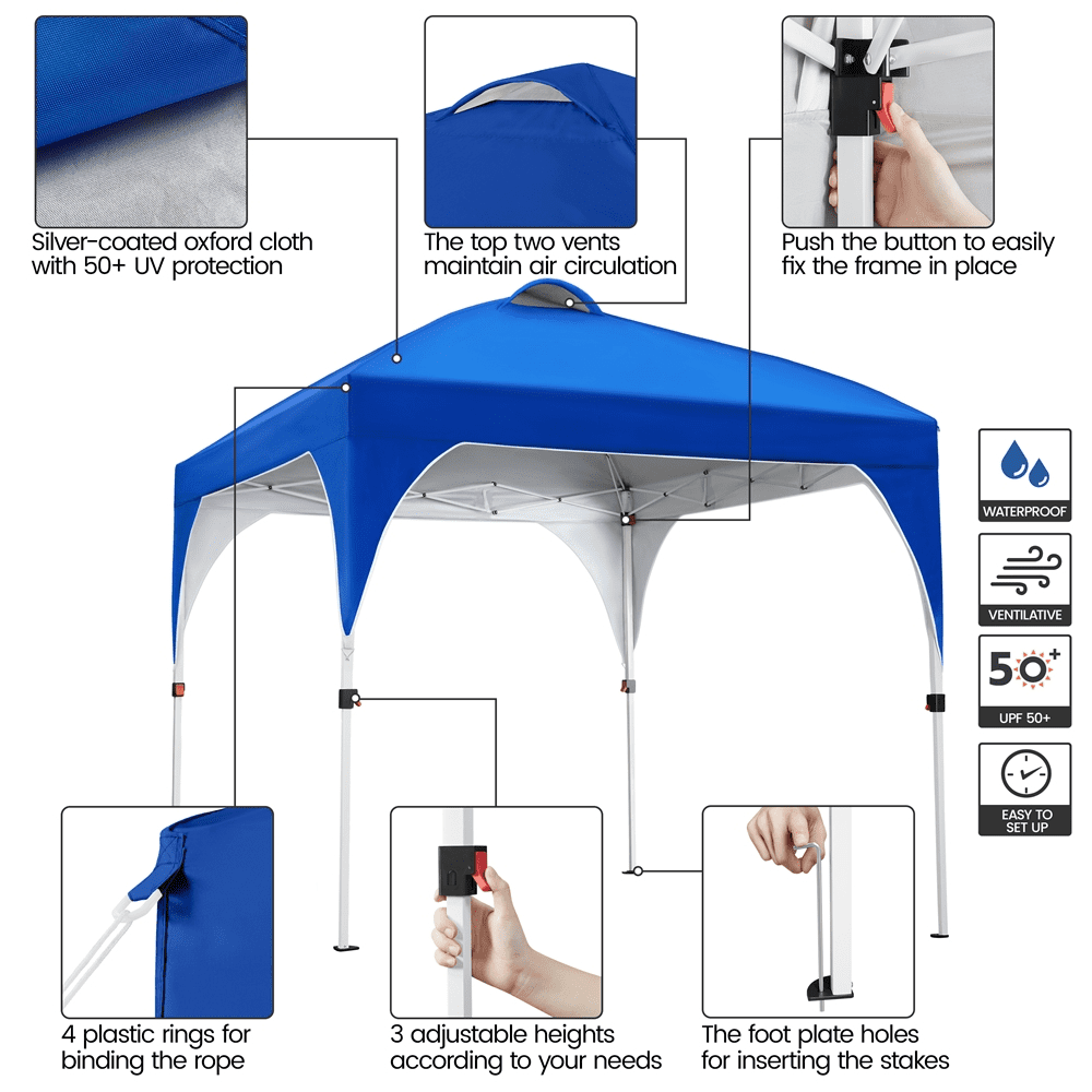Renwick 10x10ft Outdoor Instant Pop-Up Canopy with 4 Sand Bags, Blue