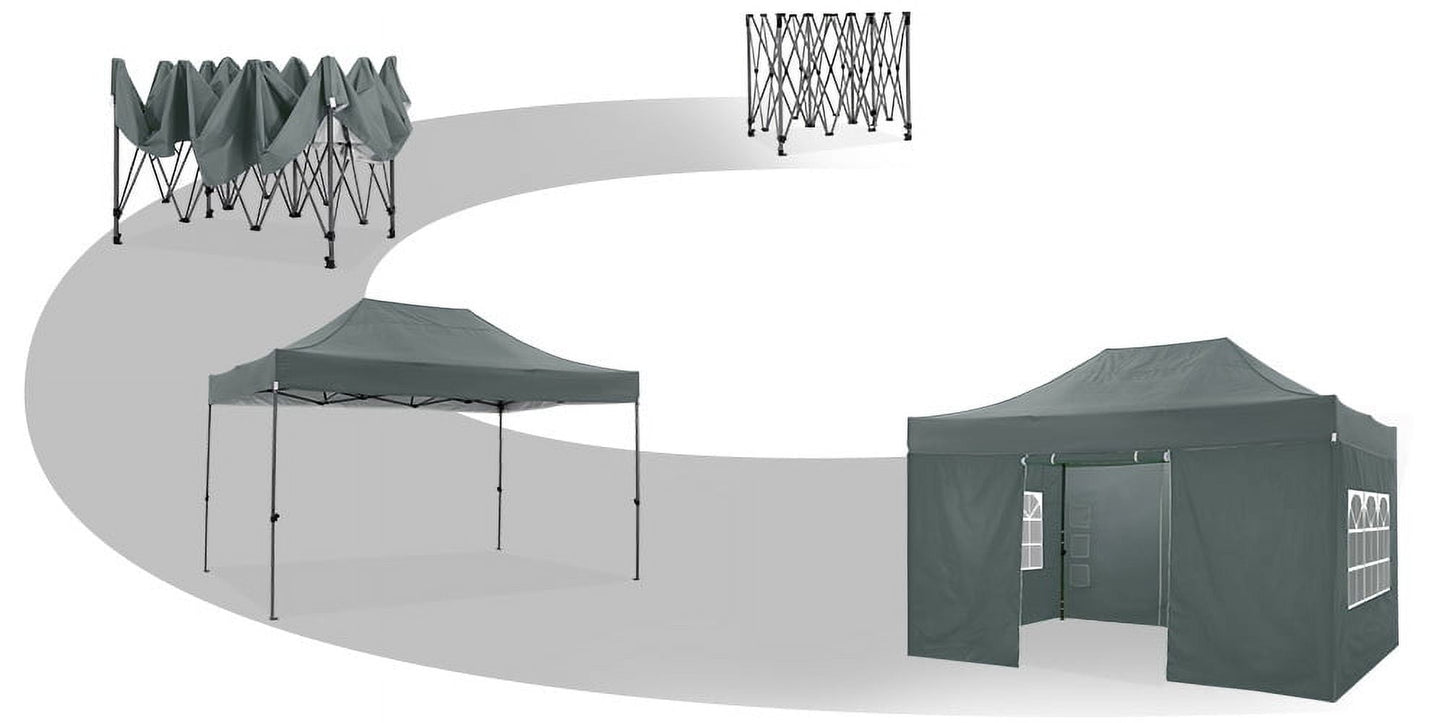 COBIZI 10x15 Heavy Duty Pop up Canopy Tent with 4 Sidewalls,Outdoor Waterproof Canopy Tent Event Shelter for Parties,Commercial-Series,Gray