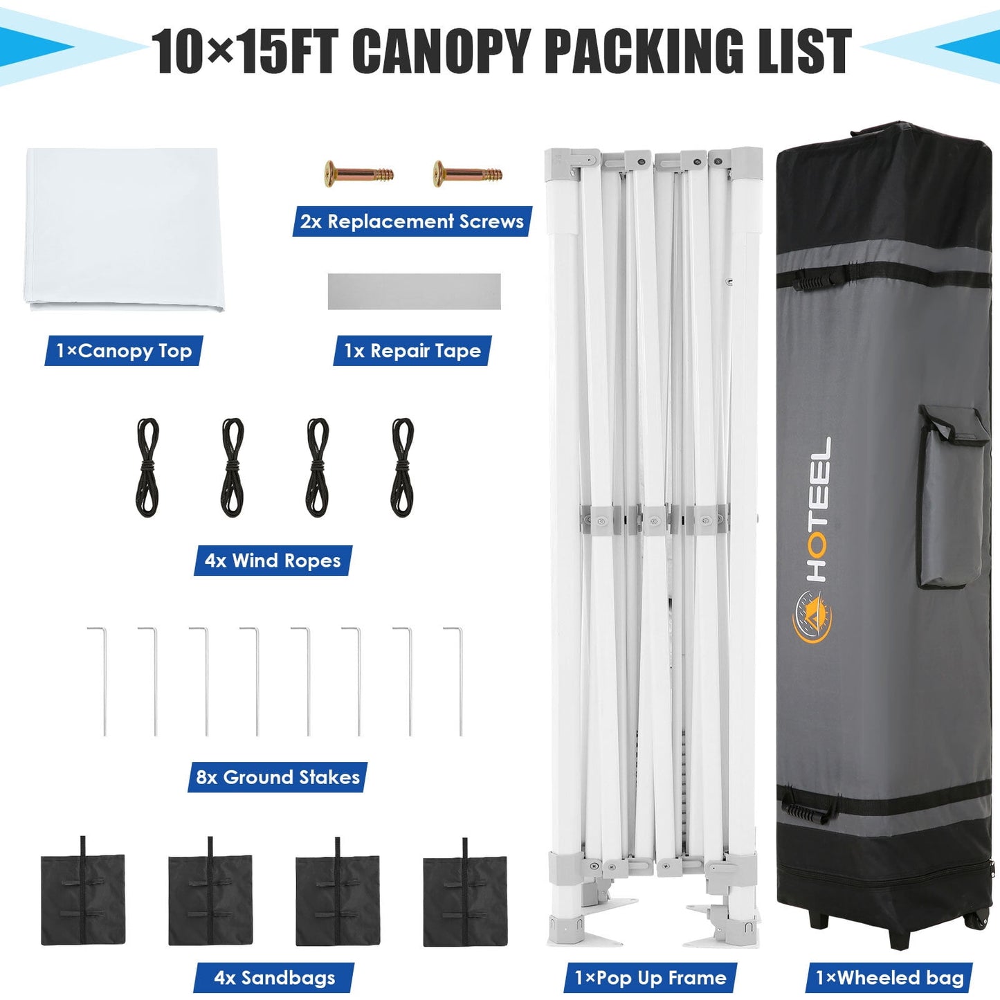 COBIZI 10x15 Canopy Tent Heavy Duty Pop Up Canopy Tent for Parties Event Wedding Commercial Easy Up Canopy with Roller Bag,UV 50+ & Upgraded No Water Accumulation, Thick Hexagonal Legs,Dark Blue