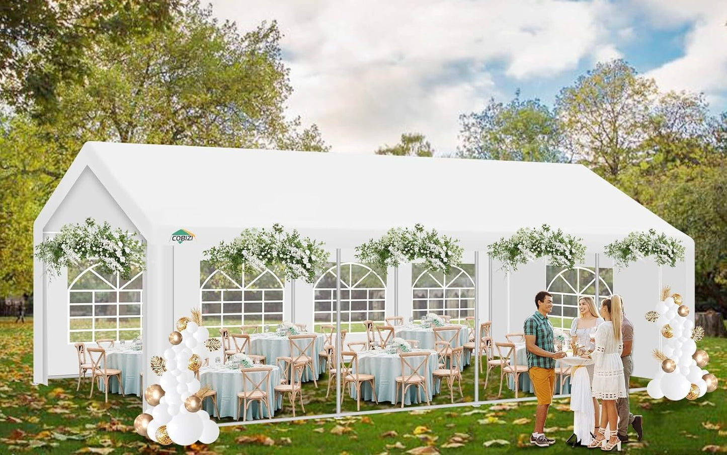 COBIZI 13x26 Canopy Tent, Heavy Duty, Removable Sidewalls, Weatherproof, UV 50+ Event Shelter, Easy Installation, White