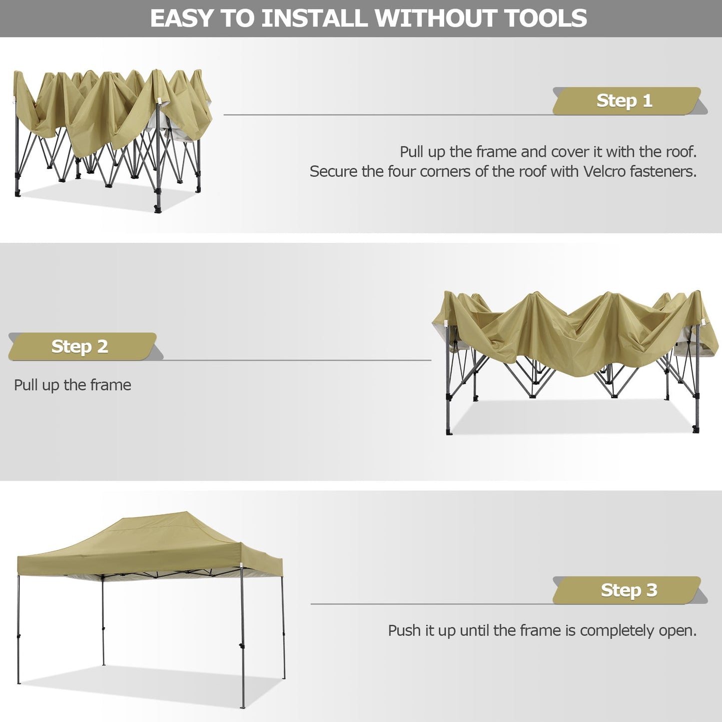 COBIZI 10x15ft Pop up Canopy, Easy up Heavy Duty Canopy Tent with 4 Removable Sidewalls,Khaki