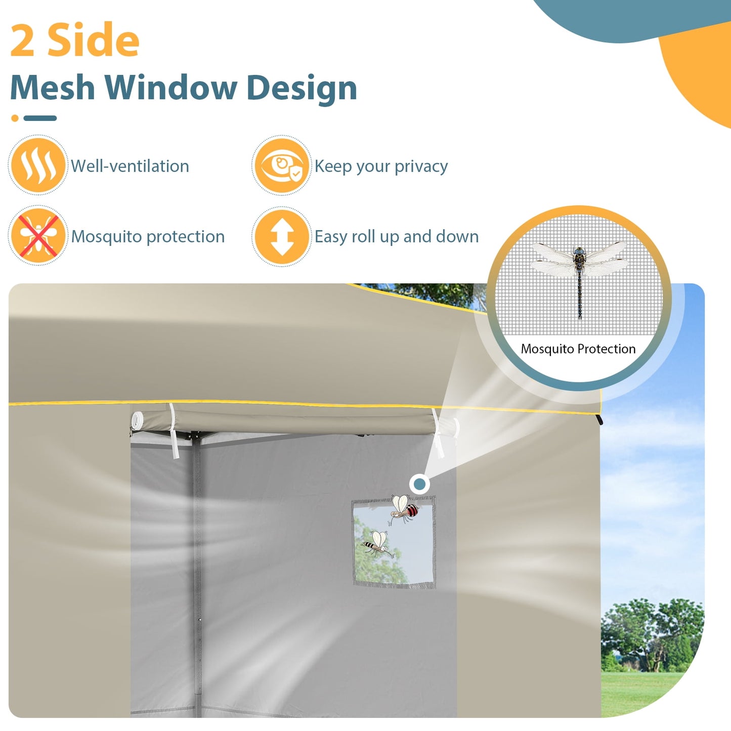 COBIZI 10x10 Pop-up Canopy Outdoor Heavy Duty Tents for Party,Camping,Commercial,Waterproof Gazebo with 4 Removable Sidewalls, Carry Bag, Khaki(Upgraded Frame&Windproof)