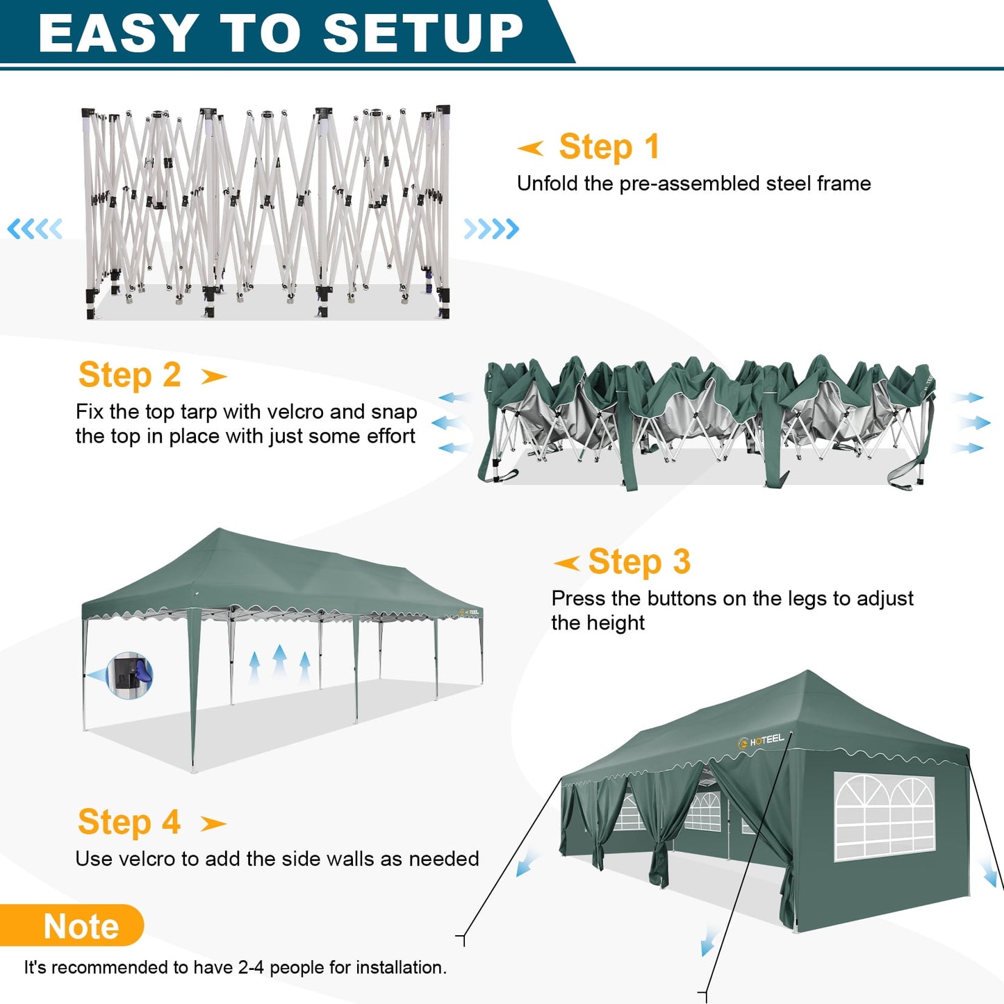 COBIZI 10x30 Pop-up Canopy Tent with 8 Sidewalls,Heavy Duty Canopy for Outdoor Events,Camping,Wedding,Canopy Gazebo with Roller Bag & 4 Weights Bags,UPF 50+ Windproof Waterproof,Gray