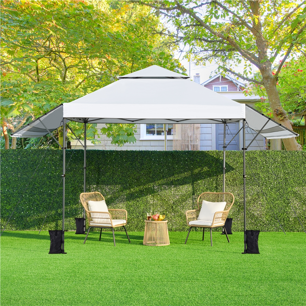 Renwick 10¡Á17ft Pop-up Canopy Tent with Side Awnings, White