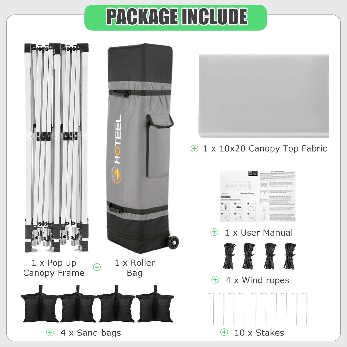 COBIZI 10x20 Canopy Tent Pop Up Canopy, Outdoor Shade Tent with Wheeled Bag & Curled Edge Fully Waterproof, Portable Event Tents for Parties, Wedding, Backyard, Camping,white