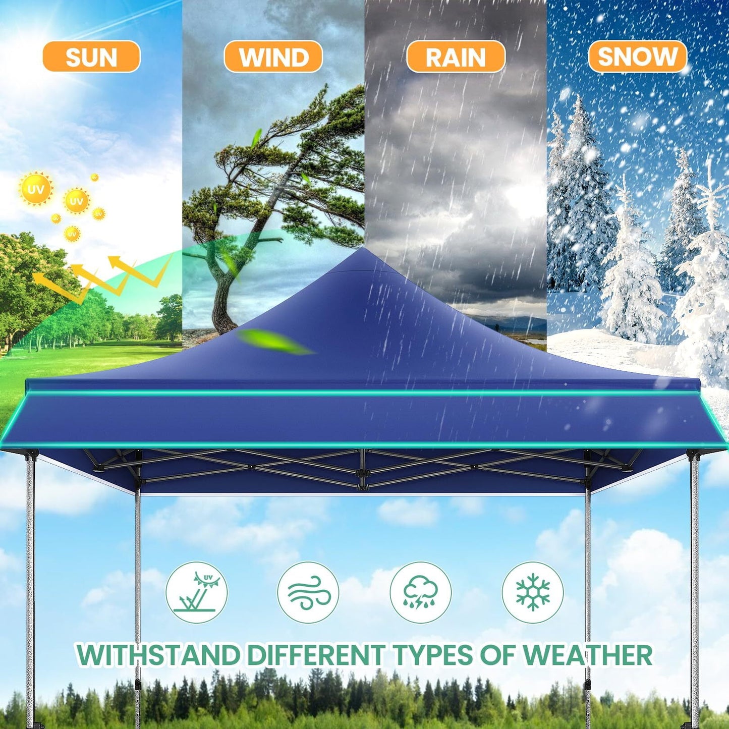 COBIZI 10x10 Pop Up Canopy Heavy Duty Party Tent with Removable Awning and Sidewalls,Easy Up Outdoor Wedding Commercial Canopy,Gazebo All Season Windproof&Waterproof UPF 50+,Black