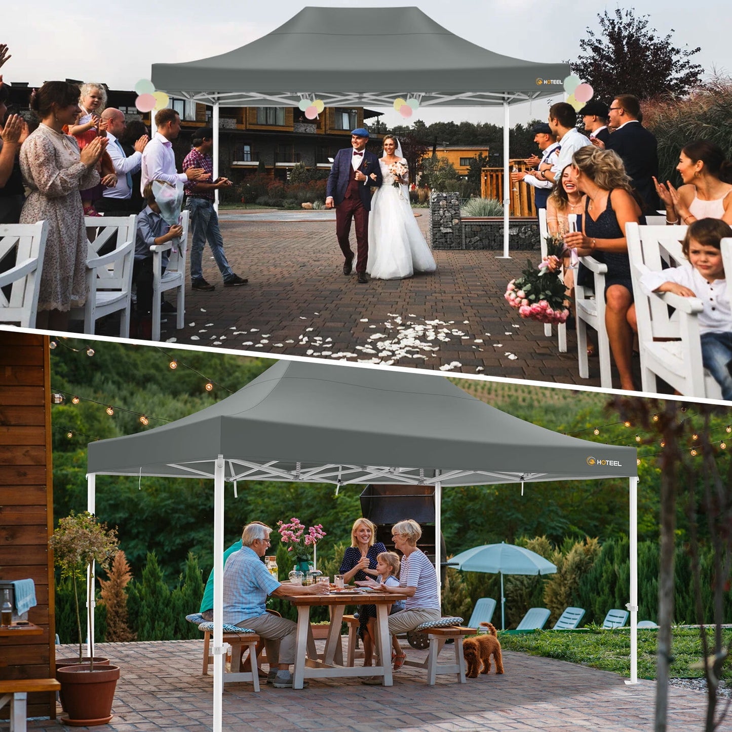 COBIZI 10x15 Canopy Tent Heavy Duty Pop Up Canopy Tent for Parties Event Wedding Commercial Easy Up Canopy with Roller Bag,UV 50+ & Upgraded No Water Accumulation, Thick Hexagonal Legs,Dark Blue