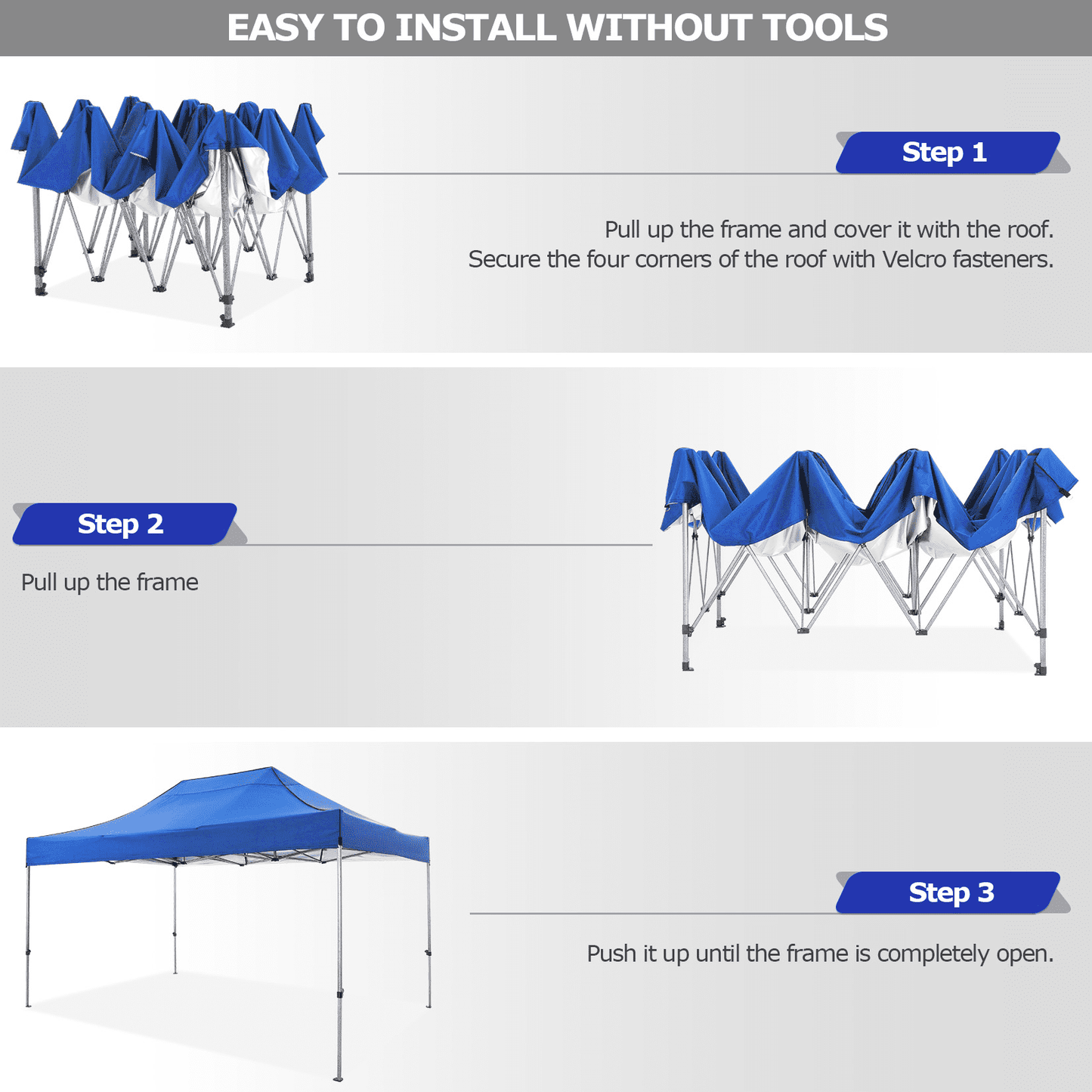 COBIZI 10 x 15 Heavy Duty Pop-up Canopy Tent with Adjustable Height, Waterproof and Instant Outdoor Shelter, Summer Canopy for Beach,Party,Camping Includes 4 Sandbags, and Carrying Bag,Blue