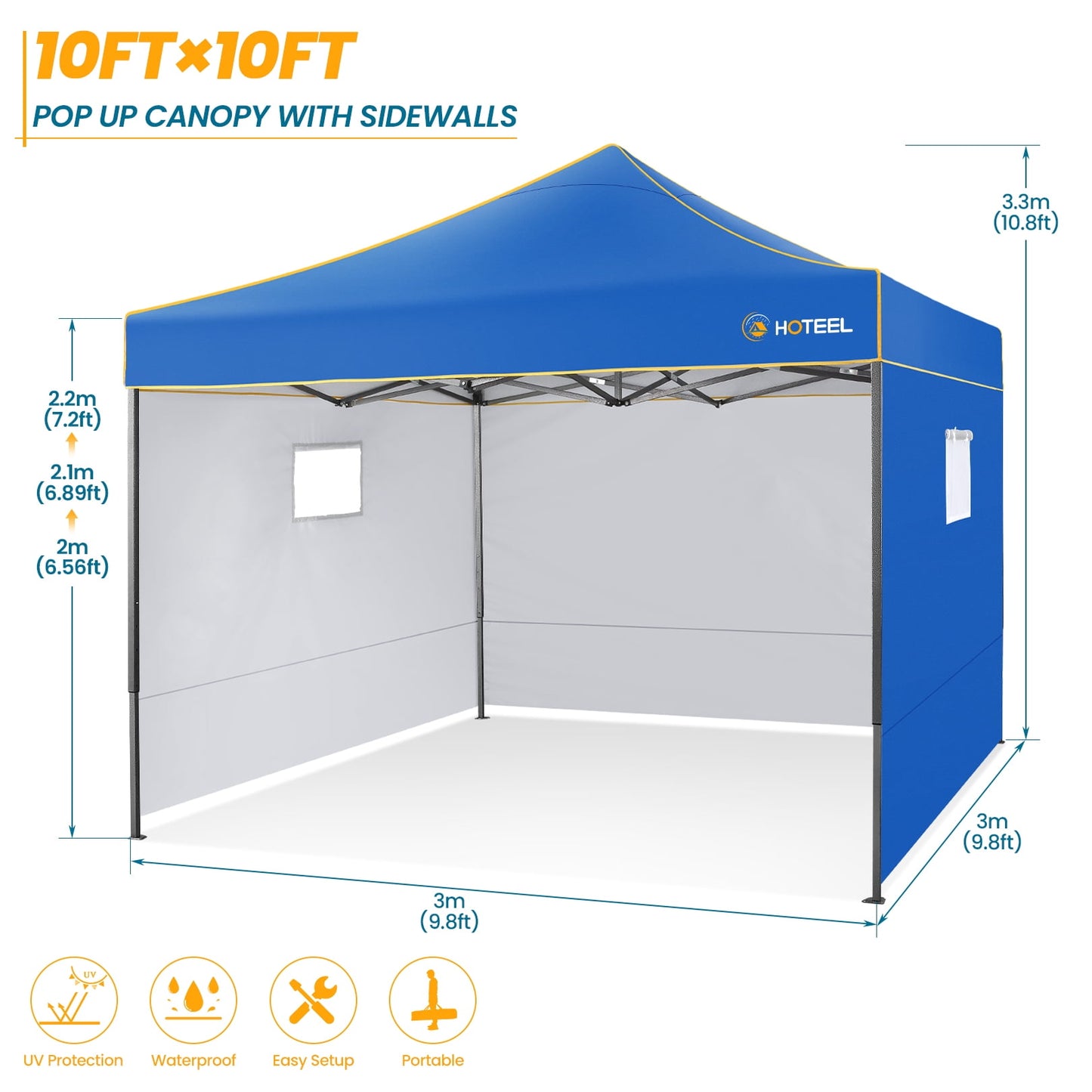 COBIZI Canopy Tent,10x10 Pop-up Canopy,Outdoor Tent with Mesh Window,Instant Tents for Party,Camping,Commercial,Waterproof Gazebo with 4 Removable Sidewalls,Carry Bag,&nbsp;Black