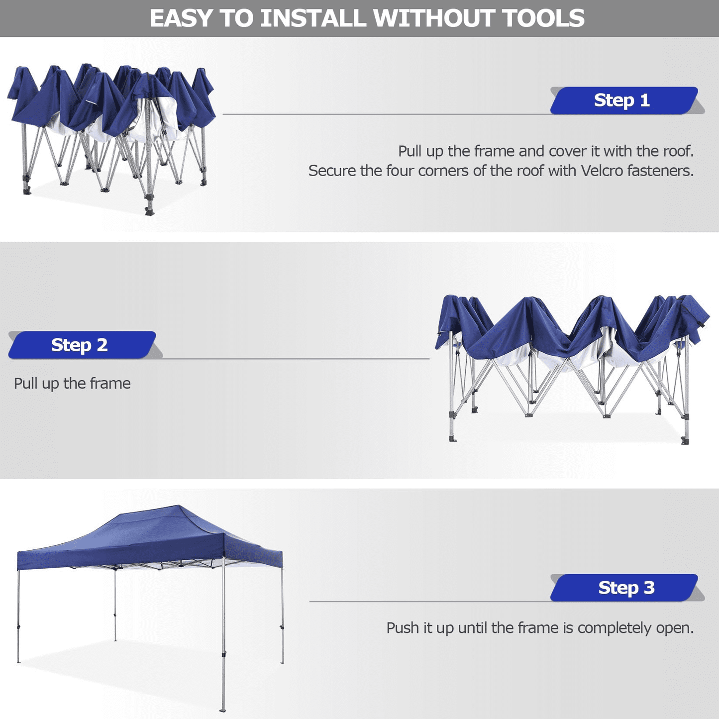 COBIZI 10x15ft Commercial Pop Up Canopy, Waterproof Gazebo with 4 Sidewalls - Blue