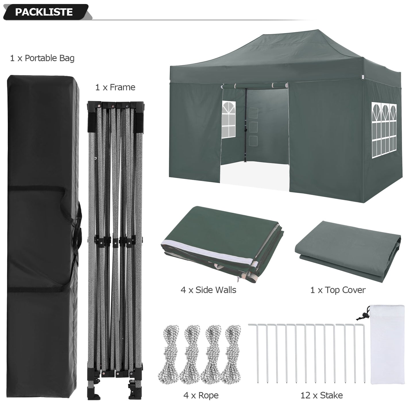 COBIZI 10x15ft Pop up Canopy, Easy up Heavy Duty Canopy Tent with 4 Removable Sidewalls,Gray