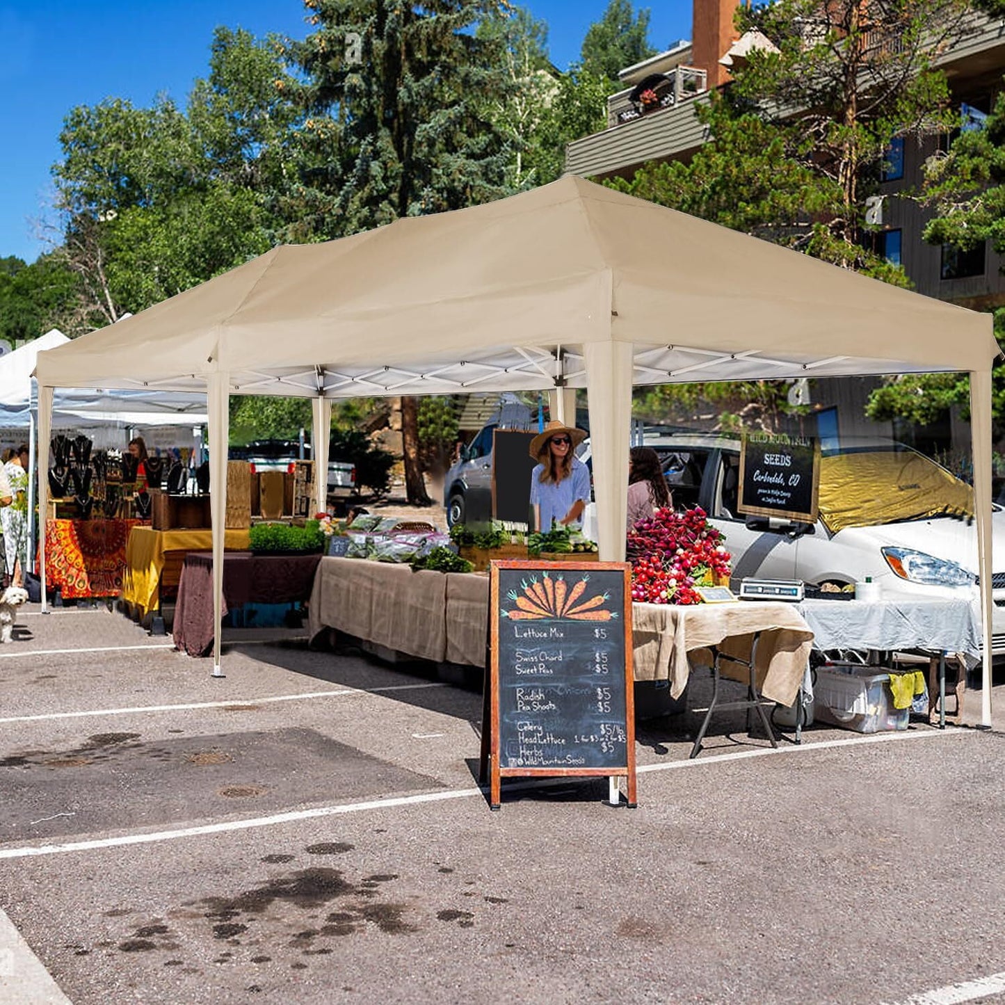 COBIZI 10x20 Pop Up Canopy Tent Party Canopy Outdoor Event Protable Instant Shelter Canopy Gazebo with 6 Removable Sidewalls and Carry Bag,Khaki