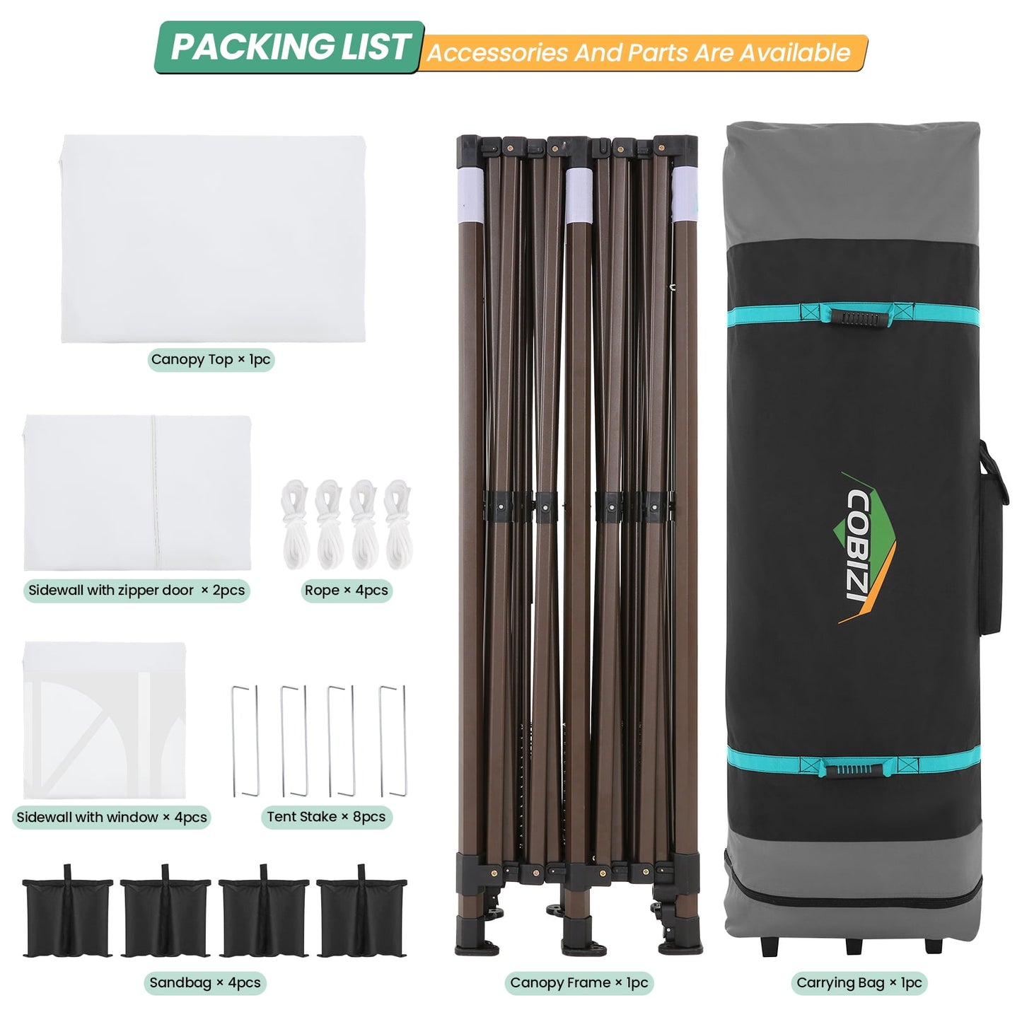 COBIZI 10x20 Pop Up Canopy Tent Heavy Duty with 6 Removable Sidewalls,Commercial Heavy Duty Pop Up Tent for Parties Waterproof and UV 50+ Wedding Tent with Roller Bag(White)