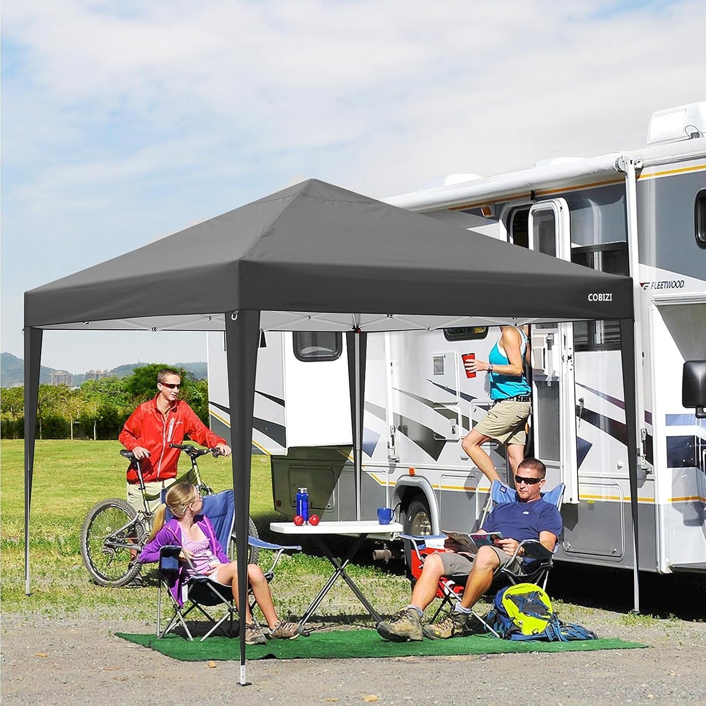 Cobizi 10x10ft Pop-Up Canopy, Waterproof, Outdoor Commercial Shelter with Sidewalls, Gray