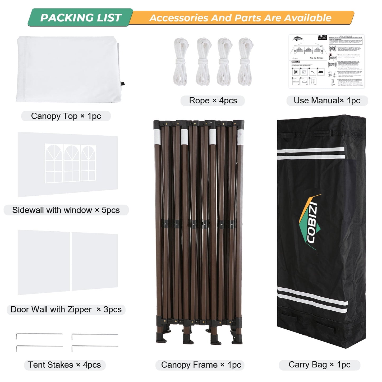 COBIZI Heavy Duty 10x30 Party Tent,Commercial pop up Canopy for Parties,Waterproof Gazebos, 8 Sidewalls,Waterproof UPF50+,Stable Thickened Frame,White