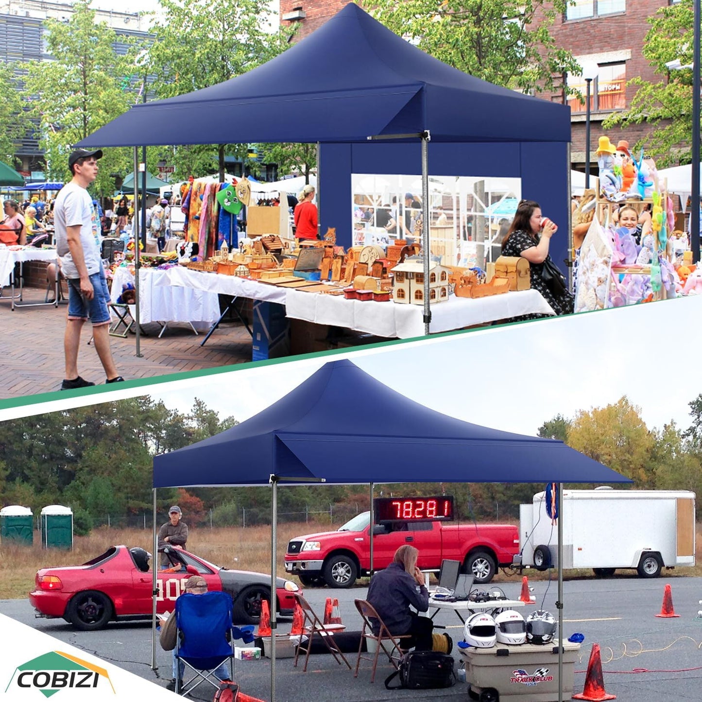 COBIZI 10x10 Pop Up Canopy Heavy Duty Party Tent with Removable Awning and Sidewalls,Easy Up Outdoor Wedding Commercial Canopy,Gazebo All Season Windproof&Waterproof UPF 50+,Black