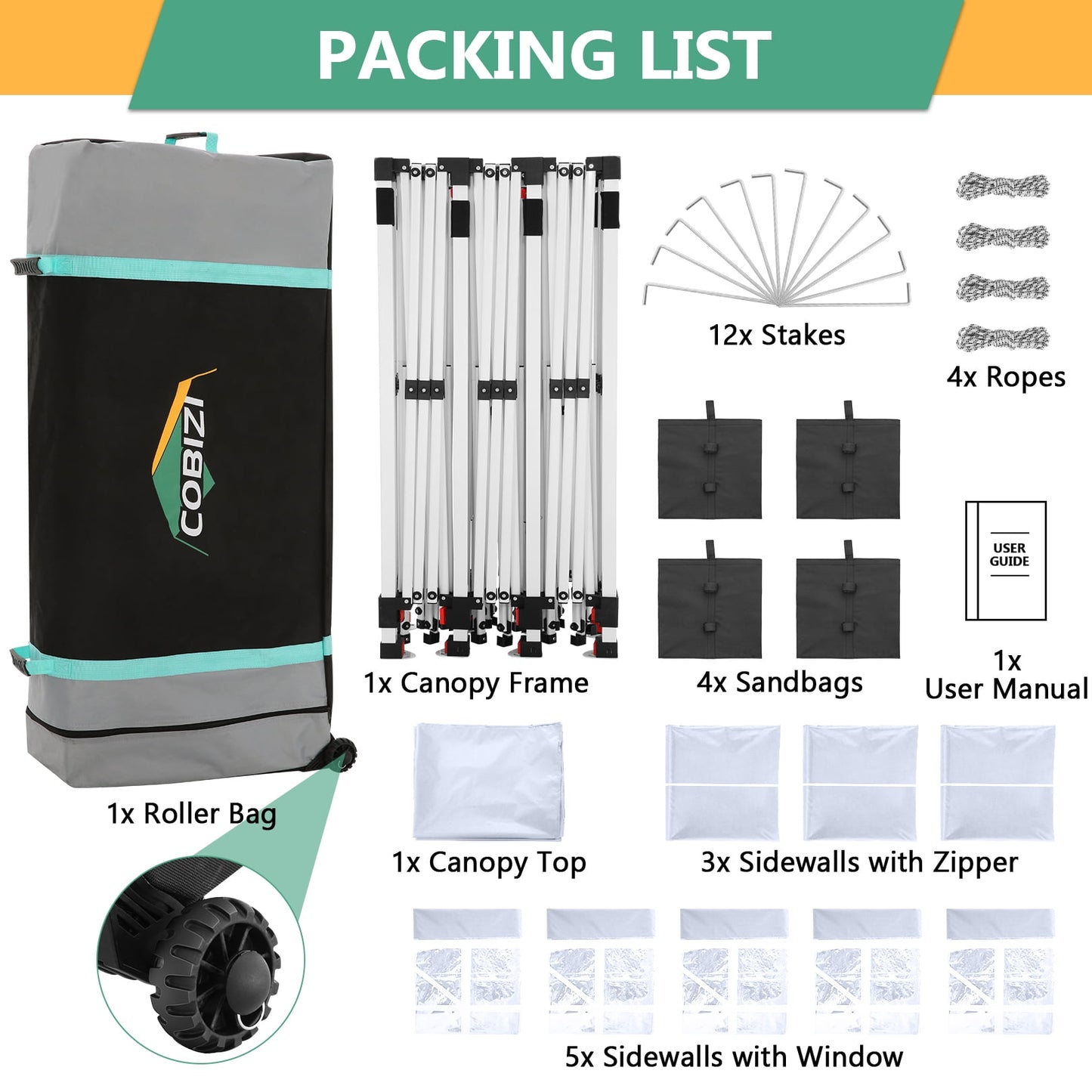 COBIZI 10x30 Pop-up Canopy Outdoor Wedding Party Tent Patio Gazebo Commercial Canopy Tent with Sidewalls White