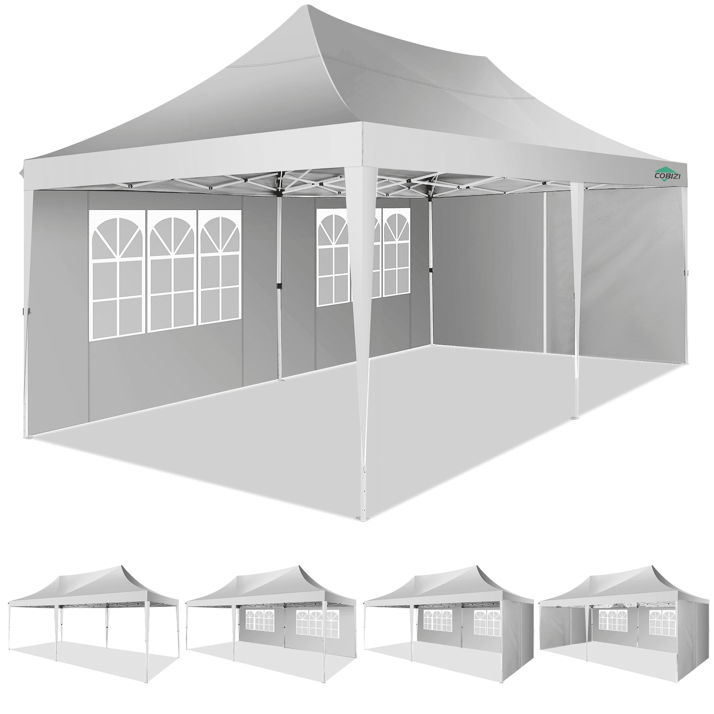 COBIZI 10x20 Pop Up Canopy Tent with 6 Sidewalls,Upgrade Structure Wind & Waterproof Easy up UV Blocking with Carry Bag,3 Adjustable Heights,Wedding Party Tent Outdoor Commercial Party Tent,black