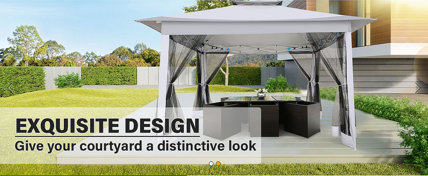 Hoteel 12'x12' Gazebo Tent Outdoor Pop up Gazebo Canopy Shelter with Mosquito Netting, Gray