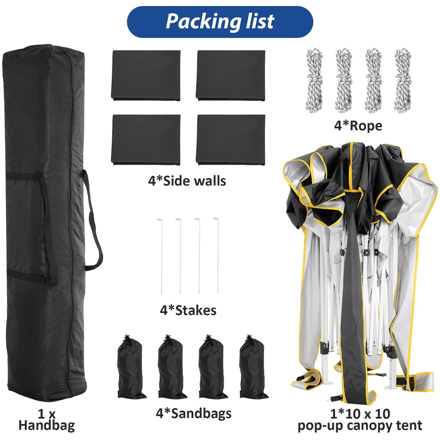 COBIZI 10x10 Pop up Canopy, Easy up Gazebos, Ez up Canopy with Church Window for Parties Beach Party Event Shelter Sun Shade with 4 Sidewalls & Carry Bag 4 Stakes & Ropes & Sandbags, Gray