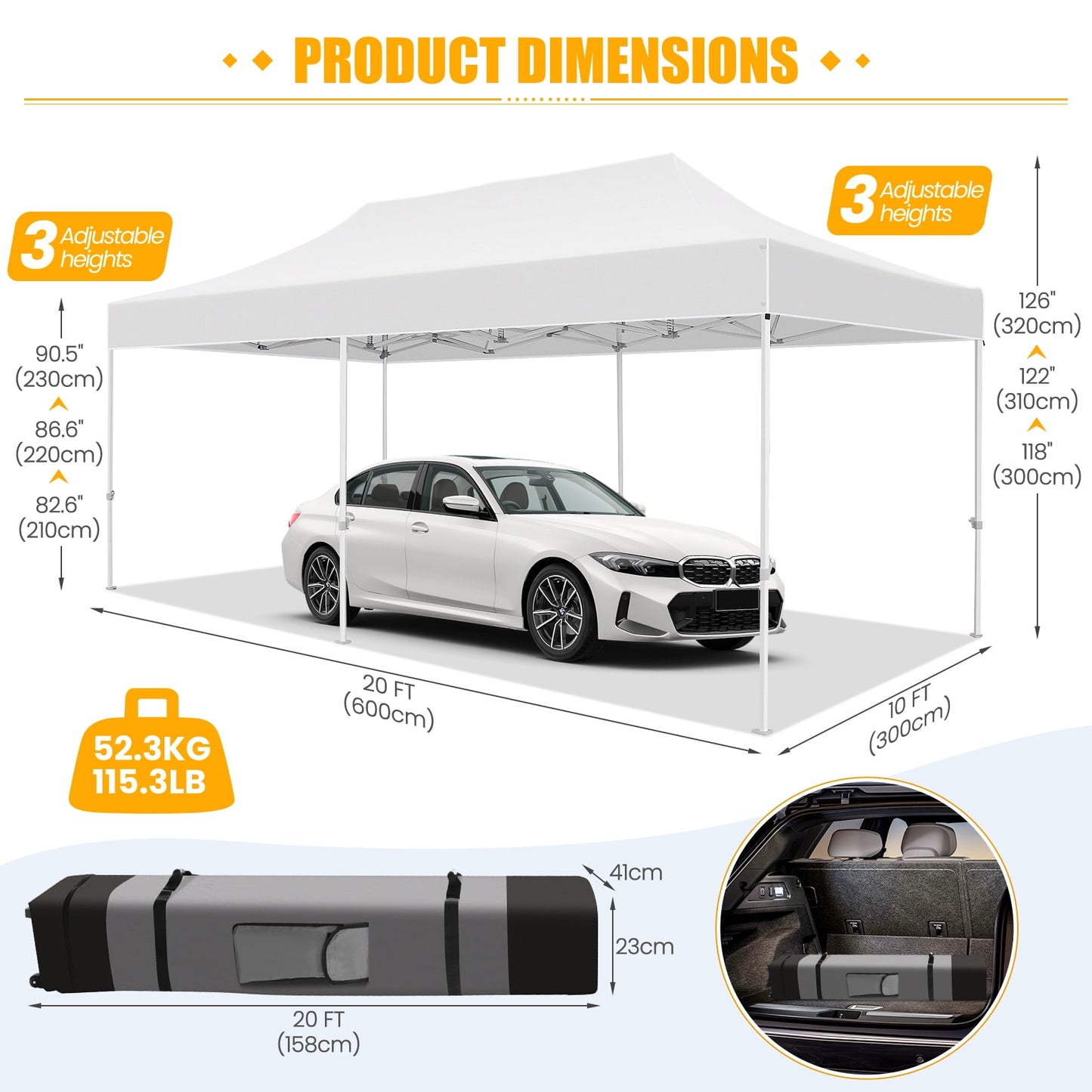 COBIZI 10x20 Pop up Heavy Duty Canopy Tent with 6 Removable Sidewalls,Party Tent for Weddings,Beaches,Outdoor Events,Commercial Seasonal Wind UV 50+& Waterproof&Sunburn Protection,Gray