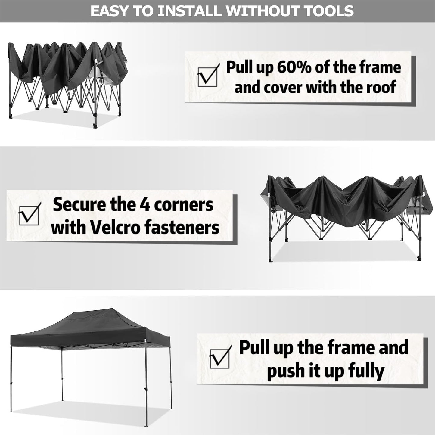 COBIZI 10x15 Heavy Duty Pop up Canopy Tent with 4 Sidewalls,Outdoor Waterproof Canopy Tent Event Shelter for Parties,Commercial-Series,Black
