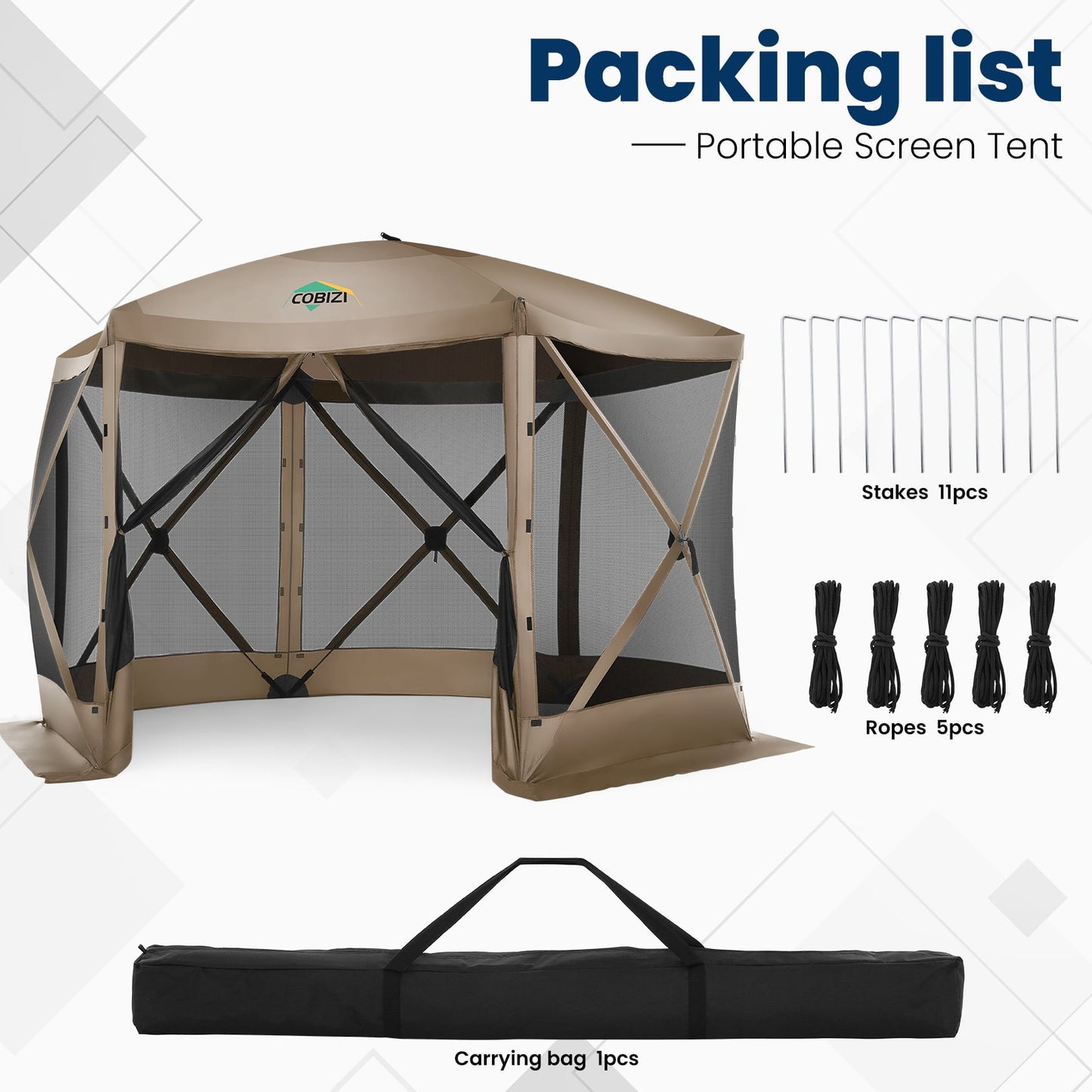 COBIZI 12'x12' Outdoor Mesh Gazebo, UV & Water Resistant, Portable Camping Tent, Light Blue