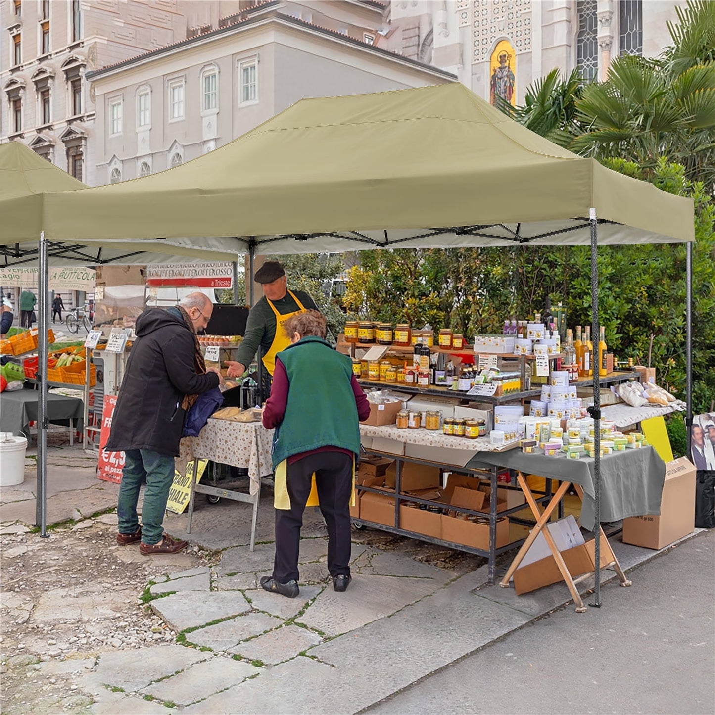 COBIZI 10 x 15 Heavy Duty Pop-up Canopy Tent with Adjustable Height, Waterproof and Instant Outdoor Shelter, Summer Canopy for Beach,Party,Camping Includes 4 Sandbags, and Carrying Bag,Blue