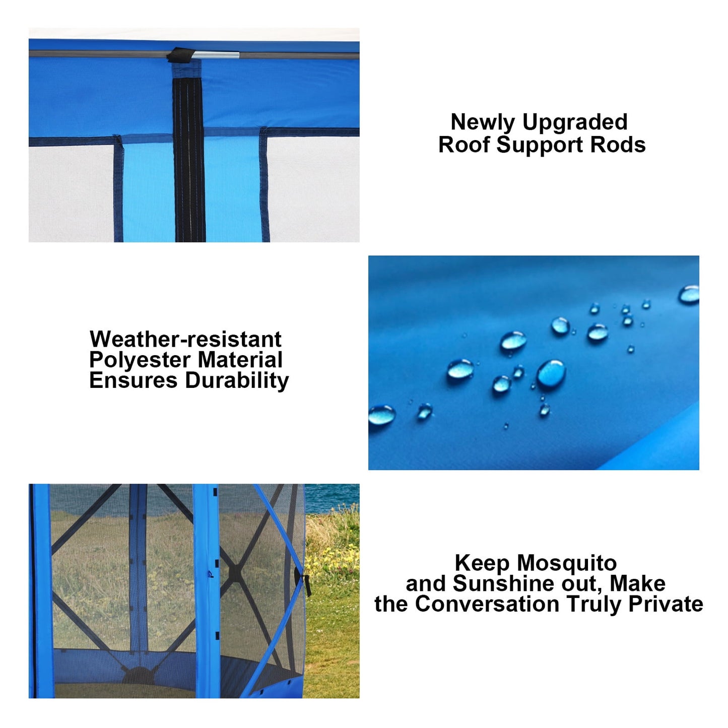 COBIZI Pop Up Gazebo Starry Sky Screen Tent Screen House with a mesh top for Camping, 12x12 Screen Room with Mosquito Netting, Hub Tent Instant Screened Canopy with Carrying Bag, Blue